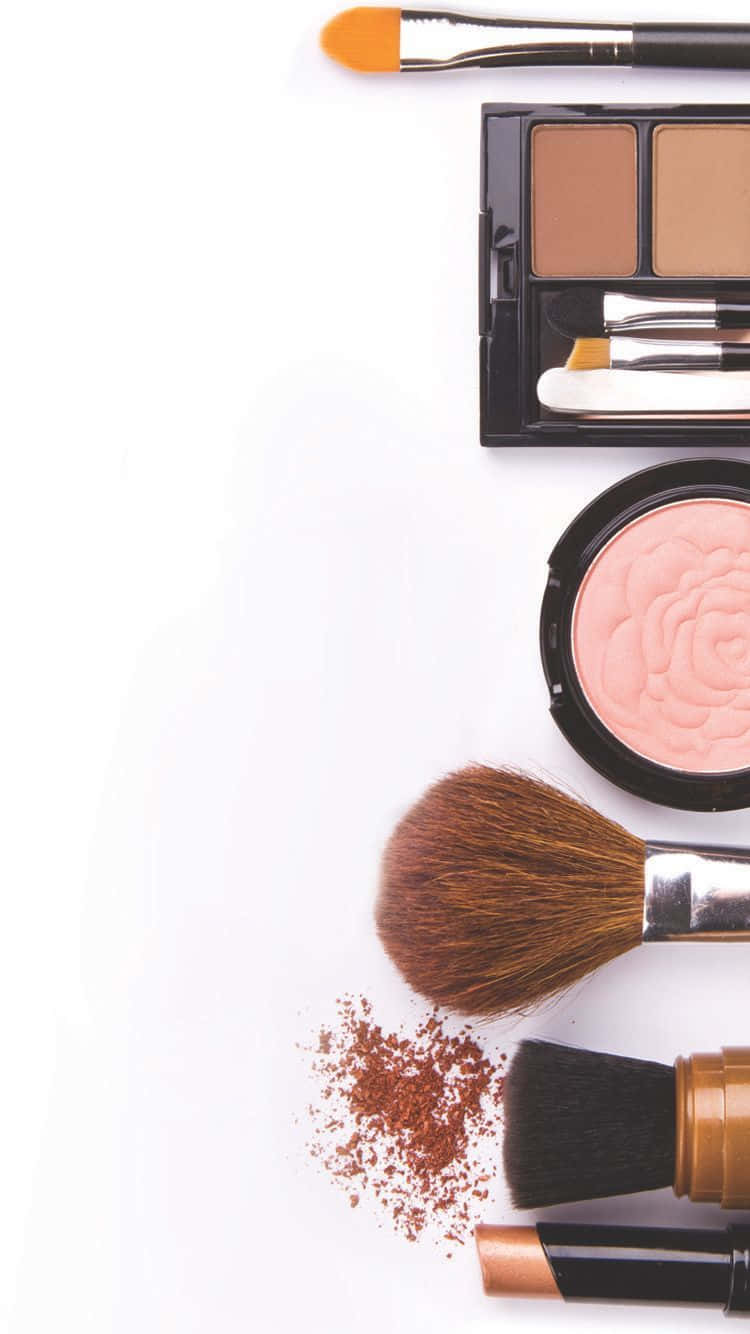 cute makeup, makeup brushes, powders, HD Phone Wallpaper