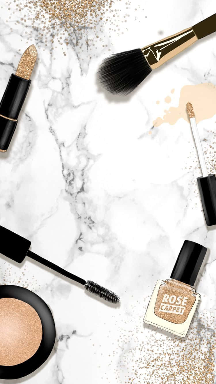 glitter lipstick, mascara, nail polish, HD Phone Wallpaper