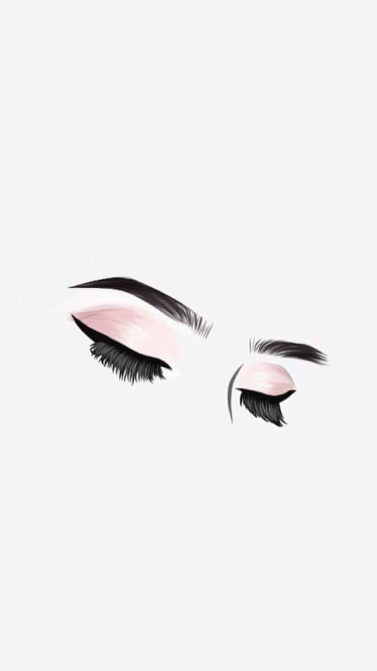 cute makeup, minimalist illustration, closed eyelashes, HD Phone Wallpaper