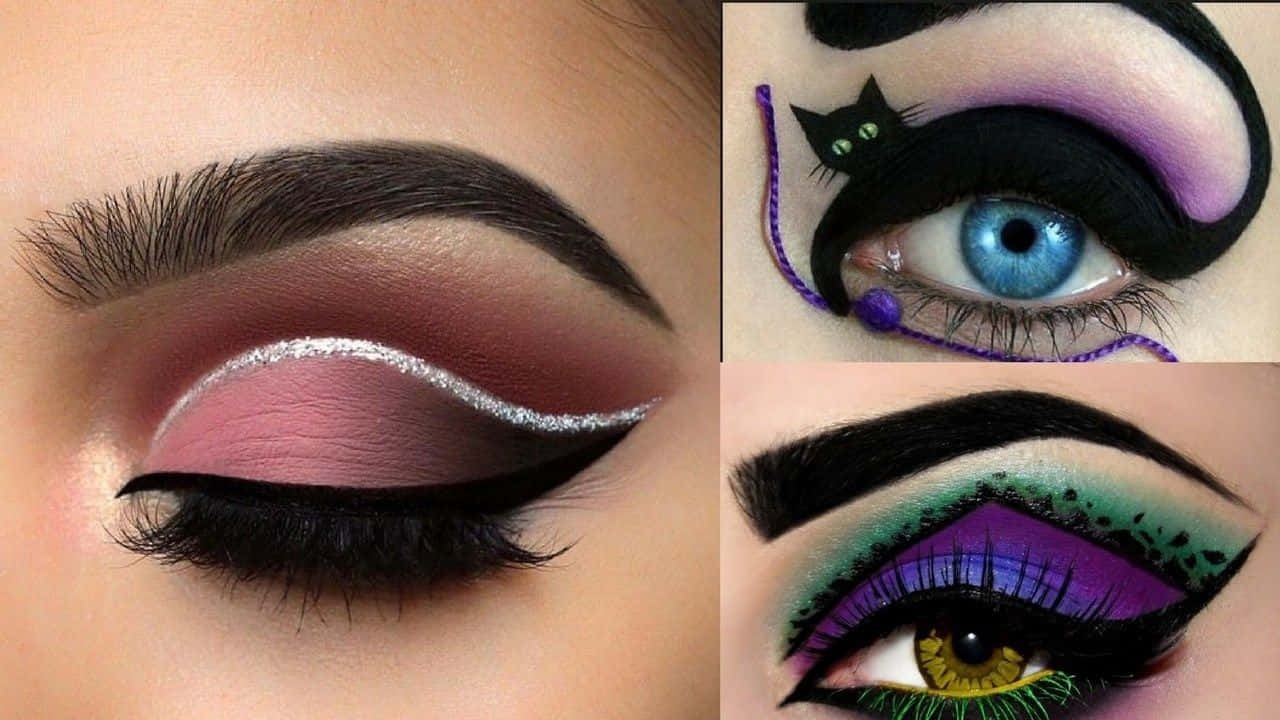 glitter silver cat, purple green gradient, pink shimmer, HD Desktop Wallpaper