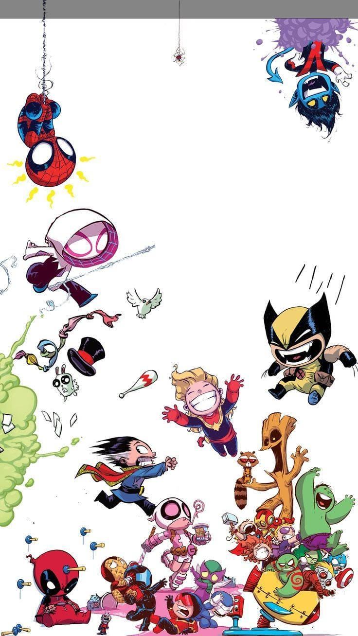 Cute Marvel, chibi-style, superheroes, HD Phone Wallpaper