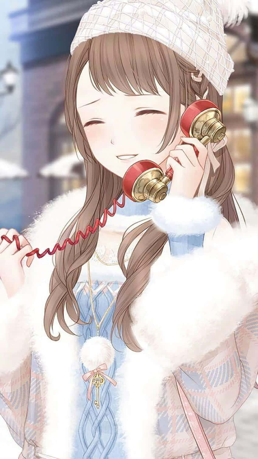 anime girl, winter coat, hat, HD Phone Wallpaper
