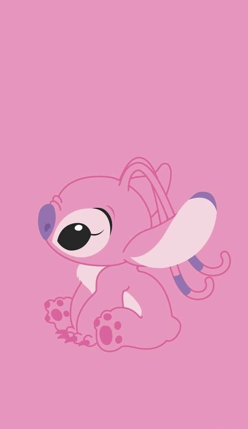Pink Stitch, cute pink cartoon alien, big eyes, HD Phone Wallpaper