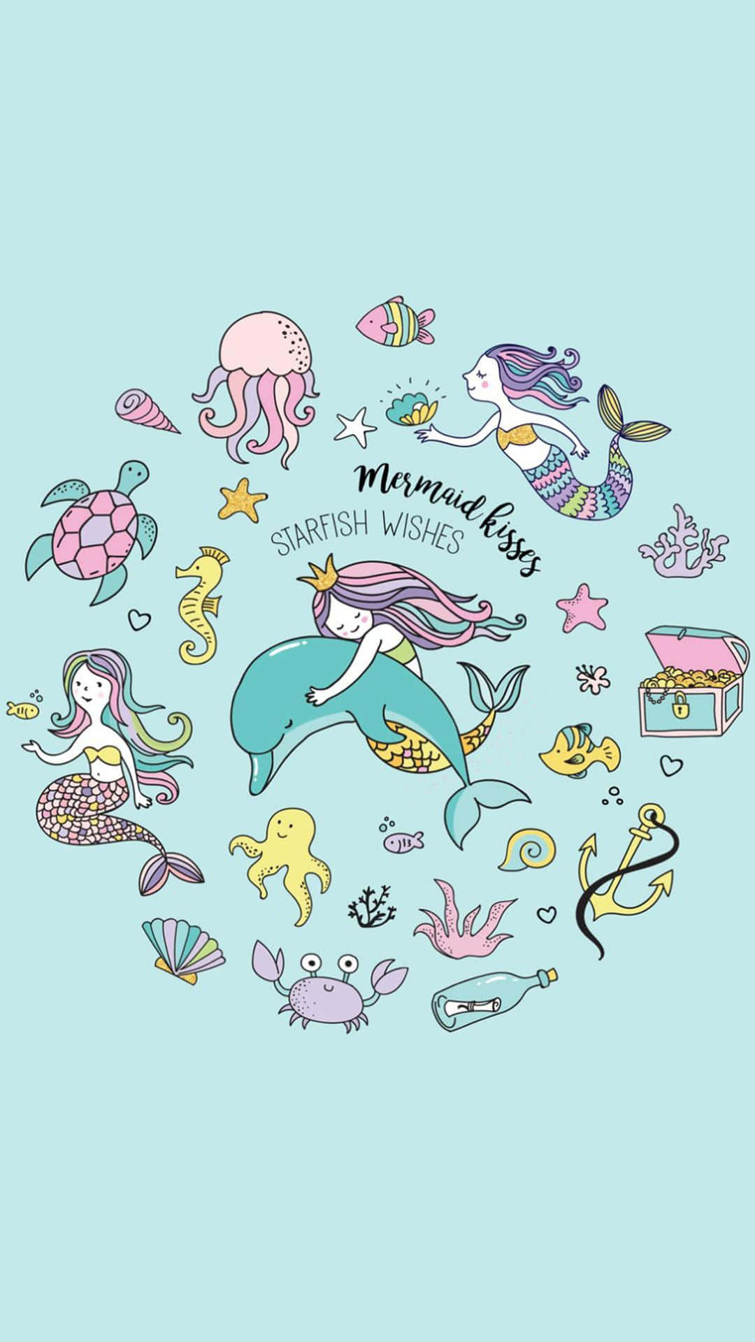 Cute Mermaid, mermaids, dolphins, Full HD Phone Wallpaper
