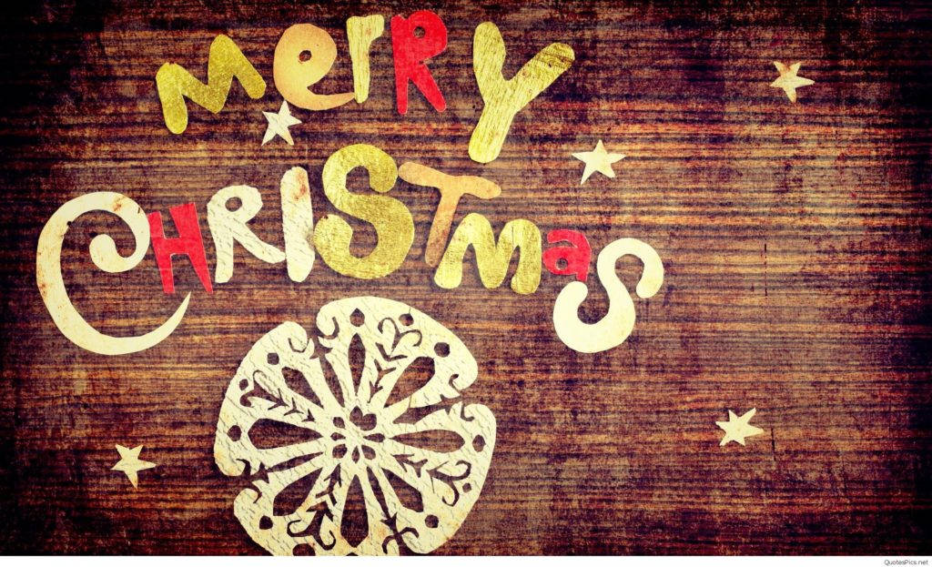 Cute Merry Christmas, metallic letters, snowflake, SD Desktop Wallpaper