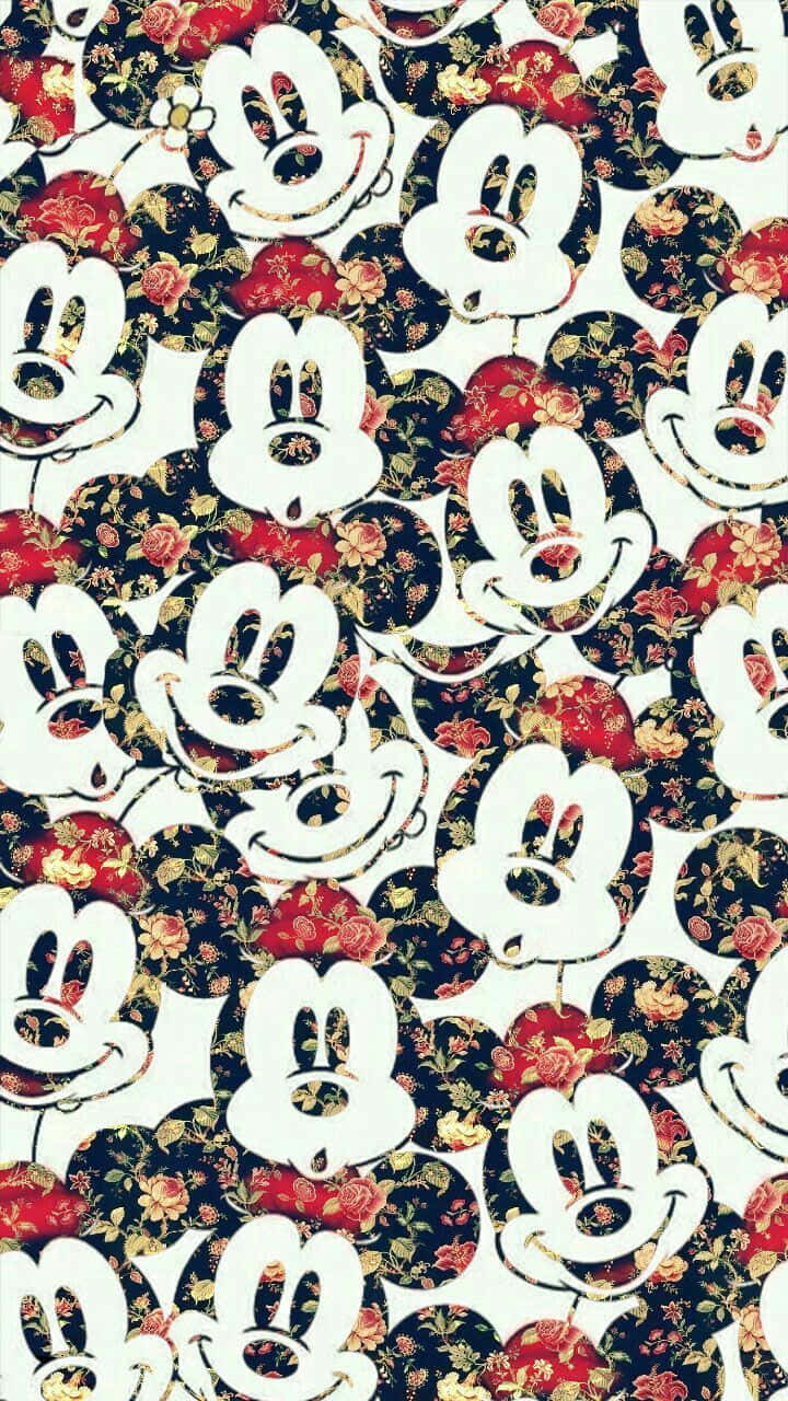Cute Mickey Mouse, Mickey Mouse, floral patterns, HD Phone Wallpaper