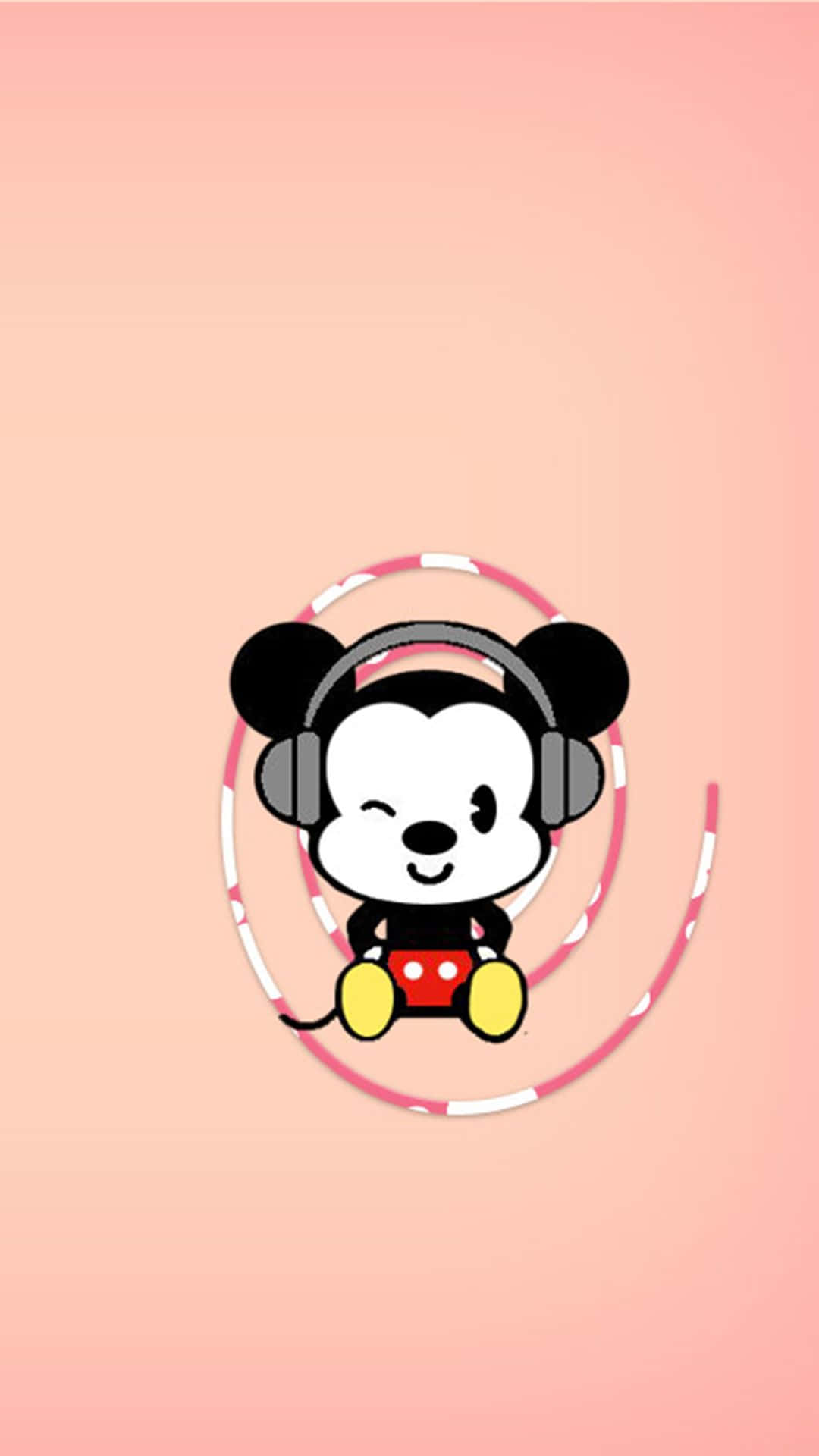 Cute Mickey Mouse, Mickey Mouse, pink and white hula hoop, Full HD Phone Wallpaper