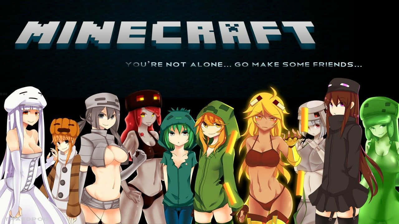 Minecraft, anime characters, Minecraft-themed outfits, HD Desktop Wallpaper