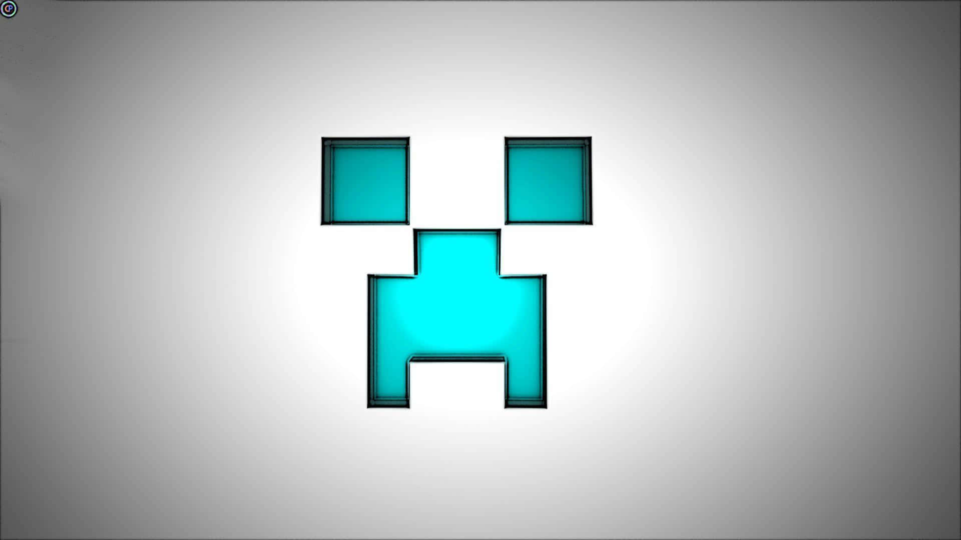 Cute Minecraft, glowing cyan creeper, blocky 3d style, Full HD Desktop Wallpaper