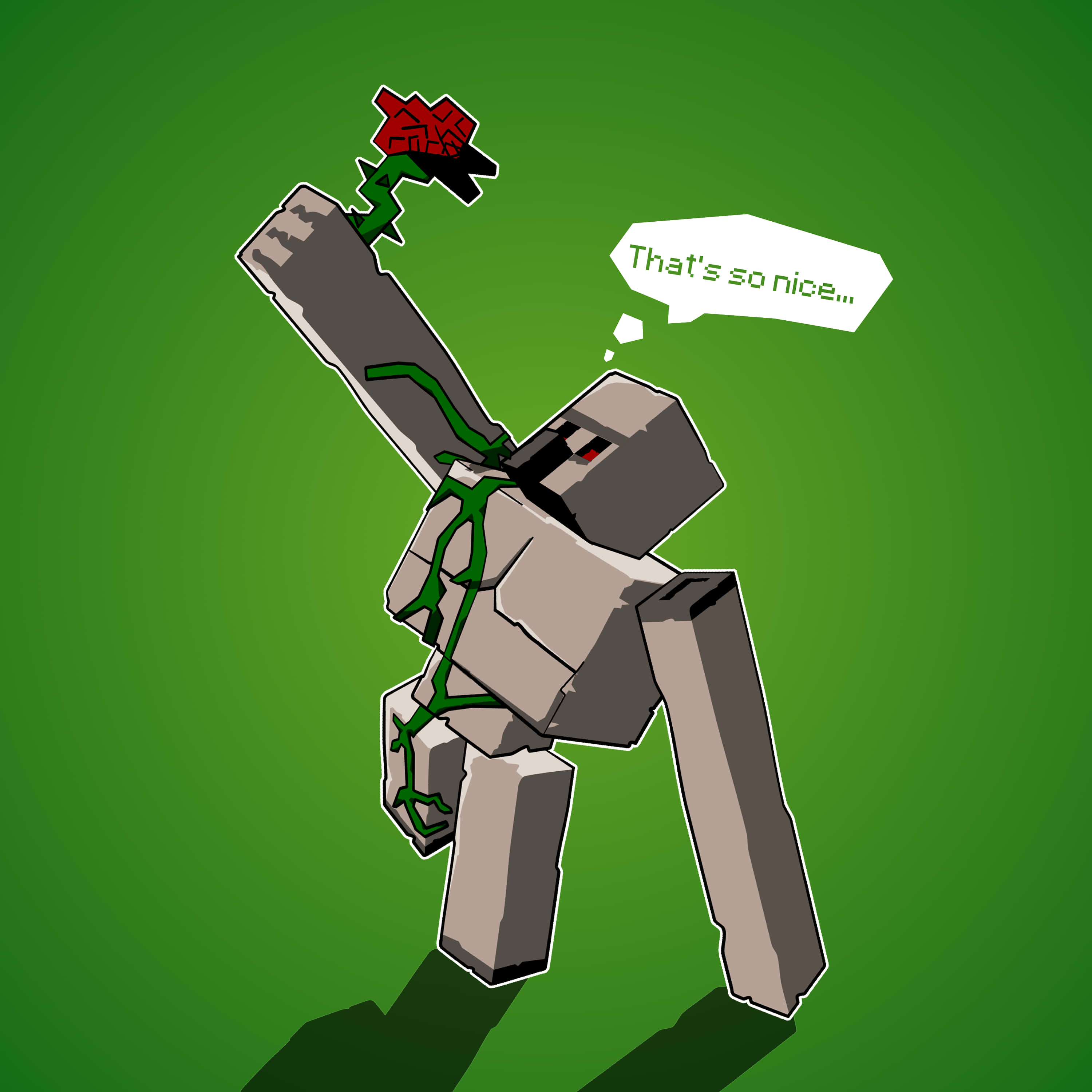 Minecraft, zombie, red rose, 2K Desktop Wallpaper
