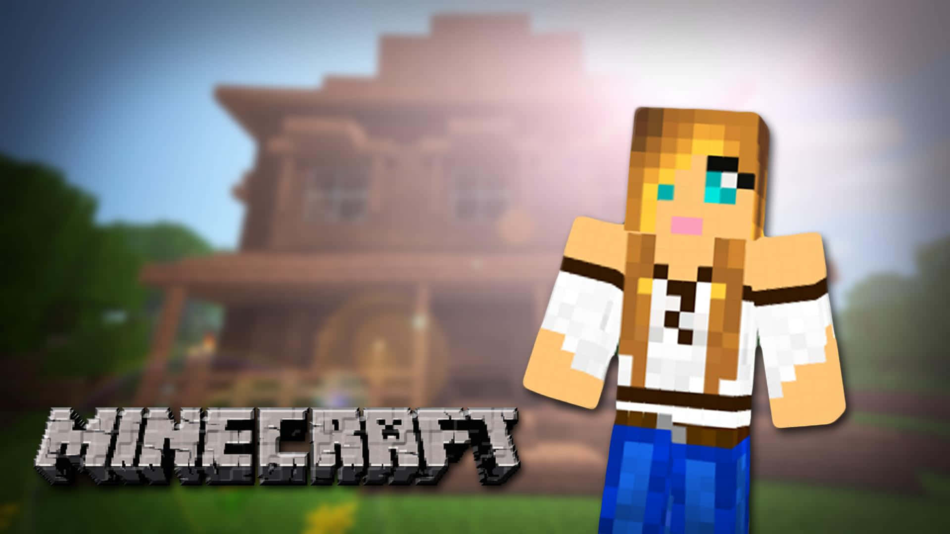Minecraft, blonde hair, blue eyes, Full HD Desktop Wallpaper