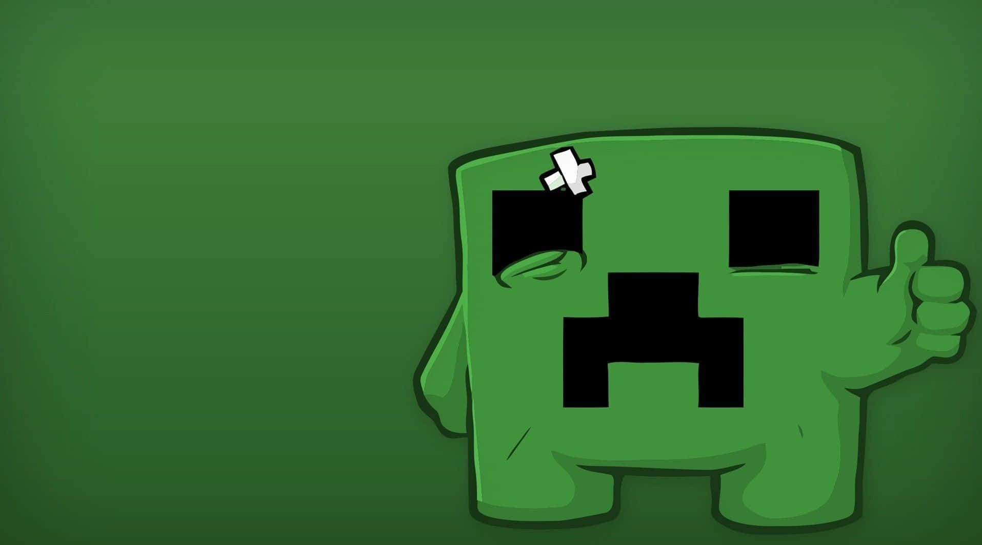 cute Minecraft, green blocky creeper, thumbs up, HD Desktop Wallpaper