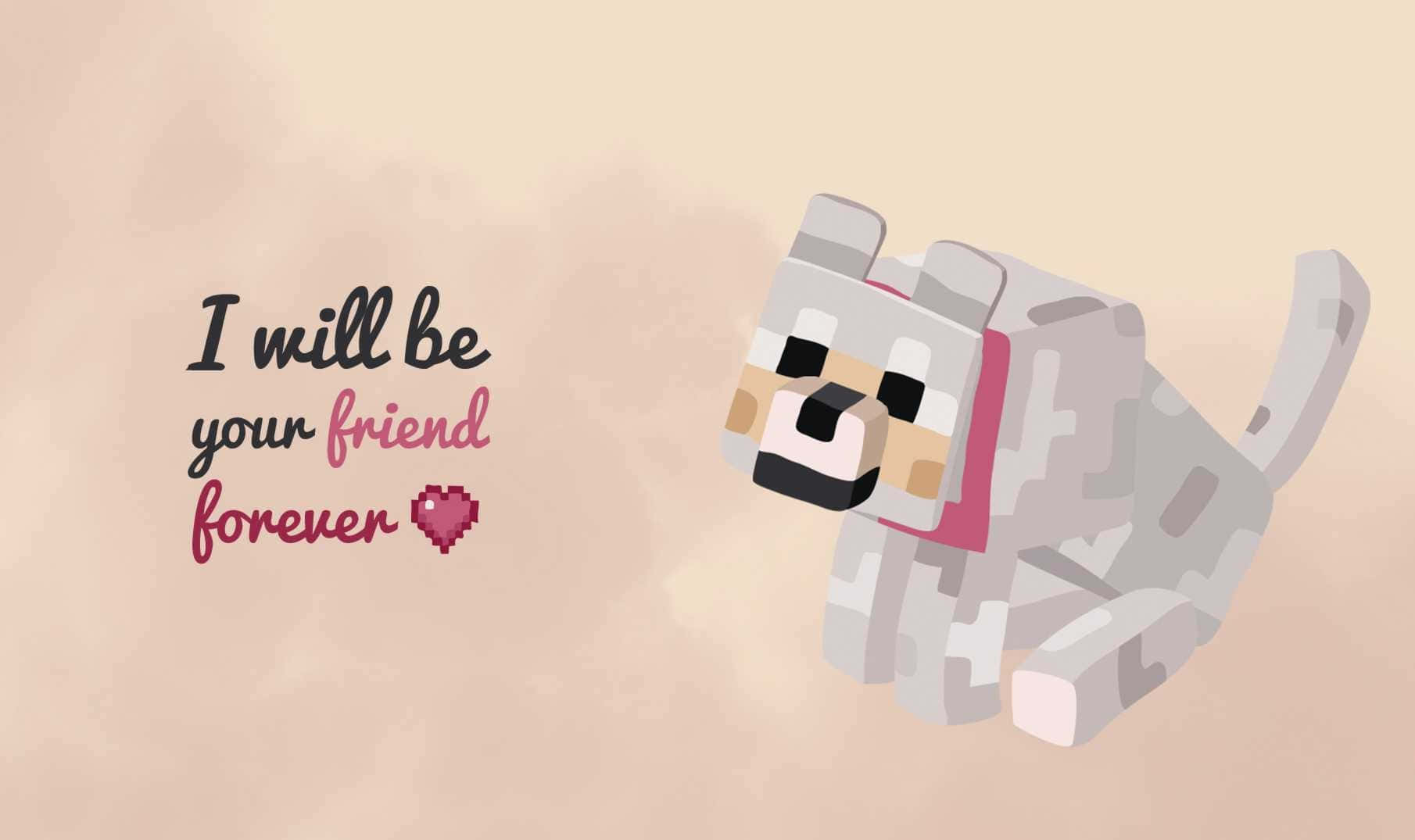 Cute Minecraft, Minecraft dog, pink collar, HD Desktop Wallpaper