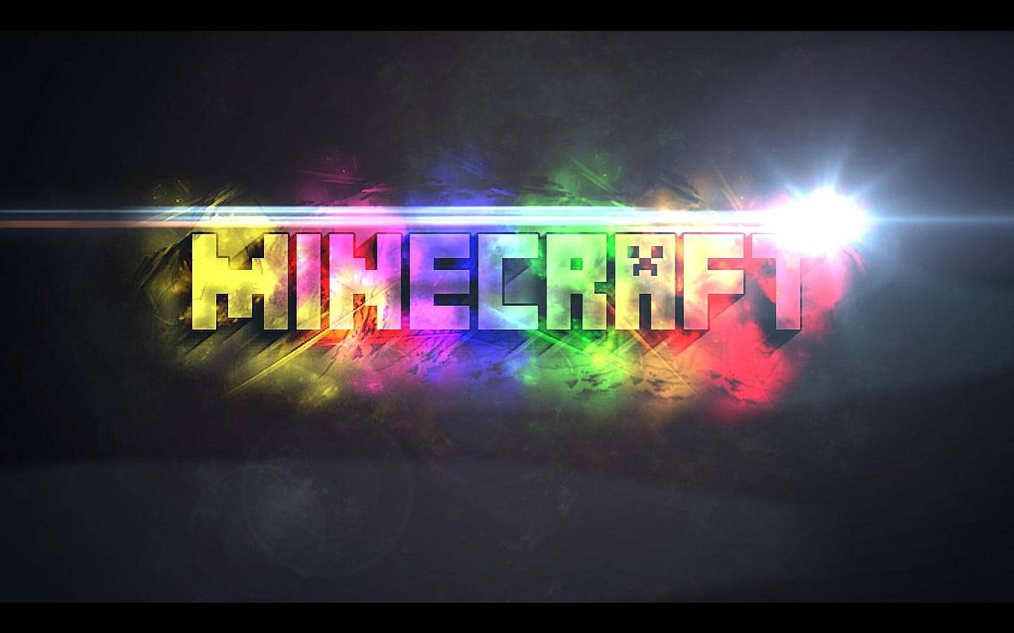 Minecraft, vibrant rainbow colors, dark background, HD Desktop Wallpaper