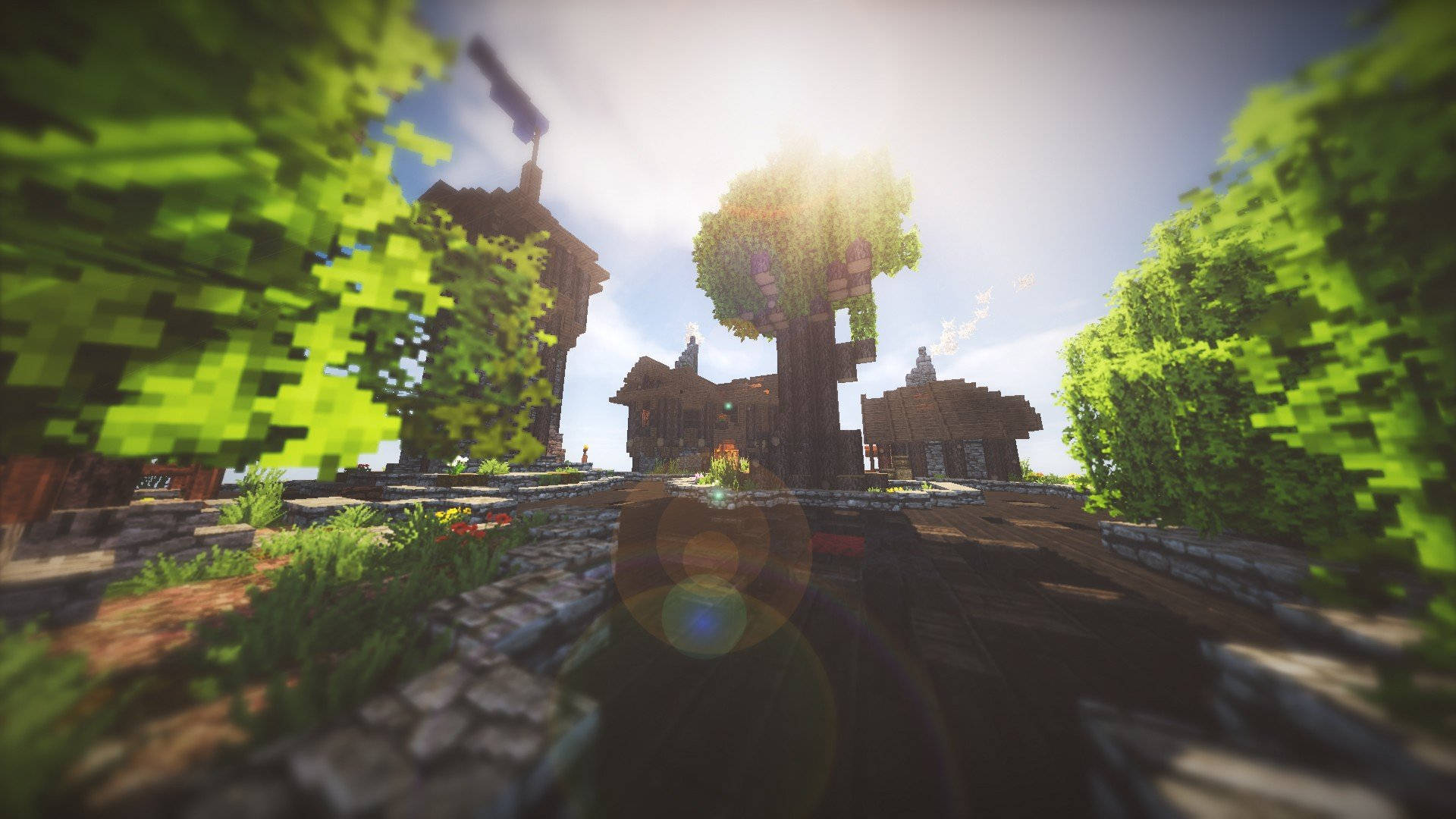 Minecraft, greenery, sunny day, Full HD Desktop Wallpaper