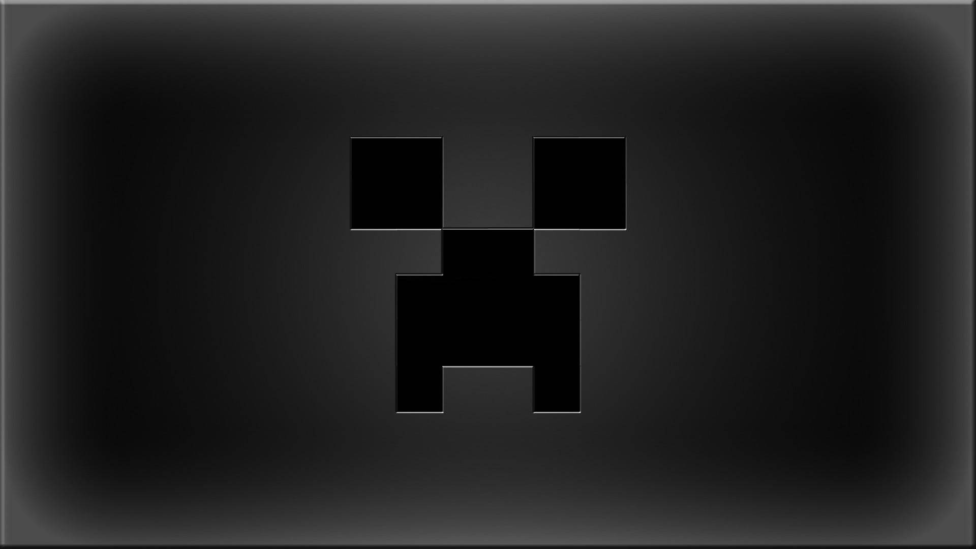 black creeper face, minimalist pixelated, gray background, Full HD Desktop Wallpaper