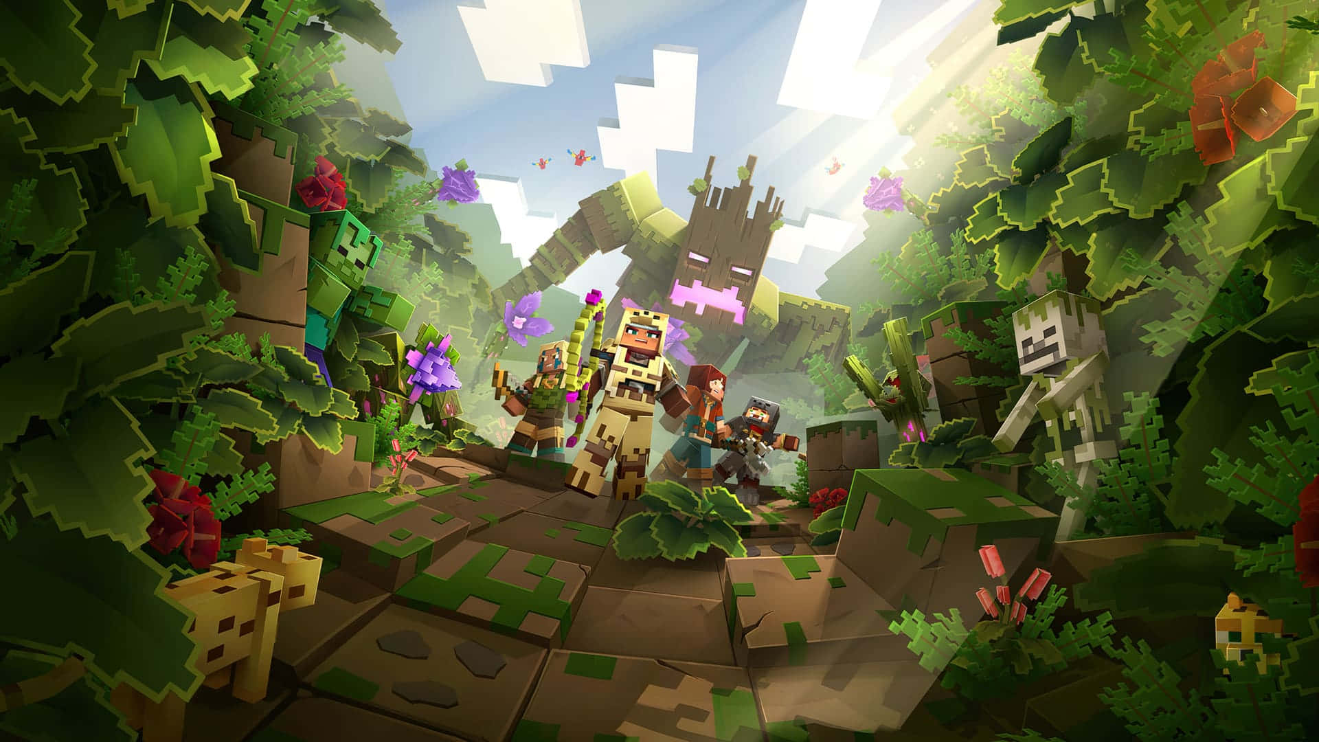 Minecraft, jungle, towering trees, Full HD Desktop Wallpaper
