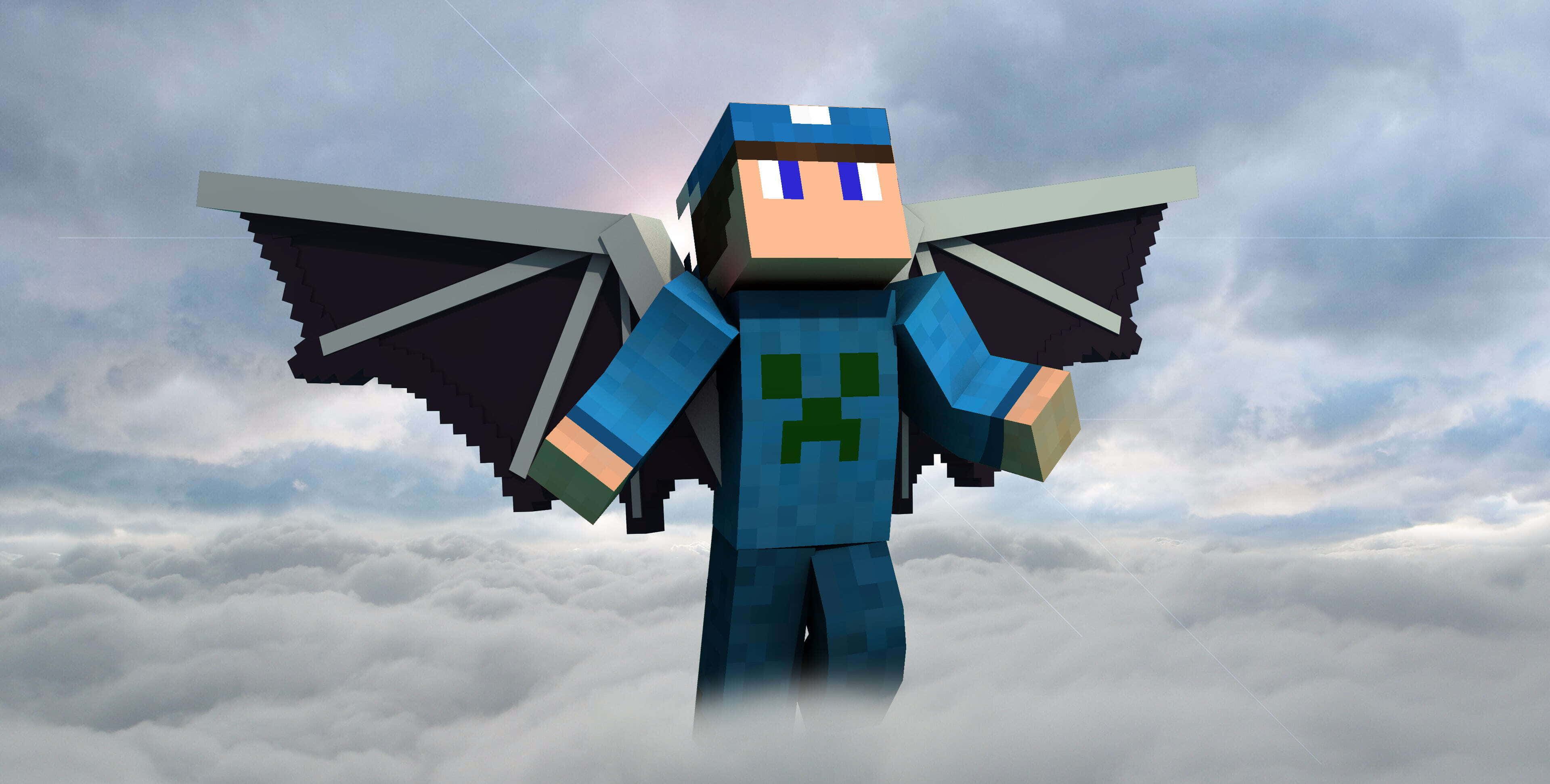 Minecraft, bat wings, clouds, 4K Desktop Wallpaper