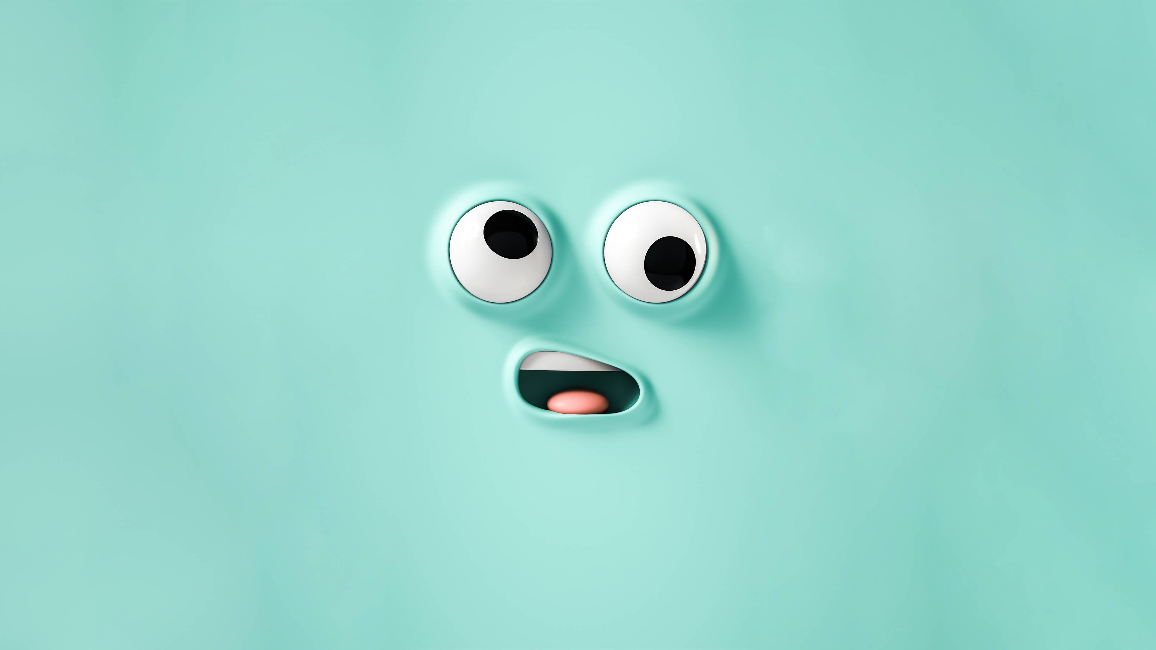 teal, 3d-rendered, wide eyes, 4K Desktop Wallpaper