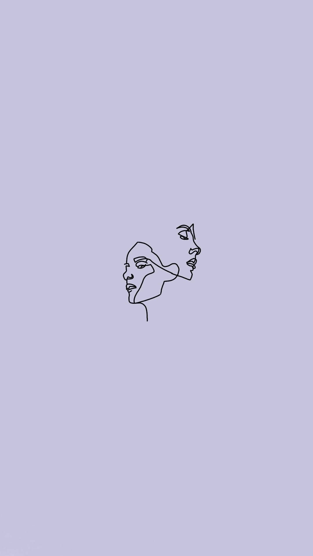 Cute Minimalist, black line drawing, female profiles, Full HD Phone Wallpaper
