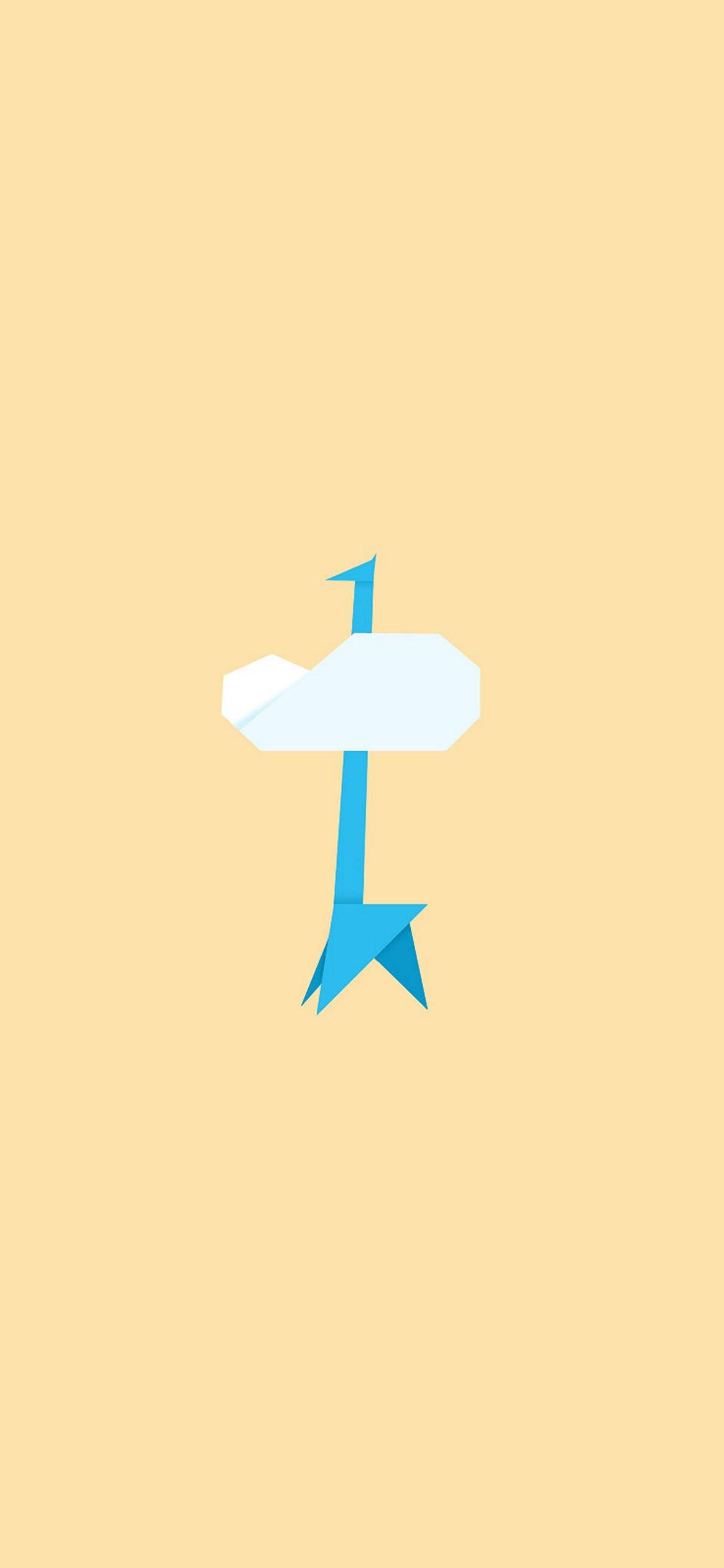 Cute Minimalist, minimalist origami crane, blue and white, Full HD Phone Wallpaper