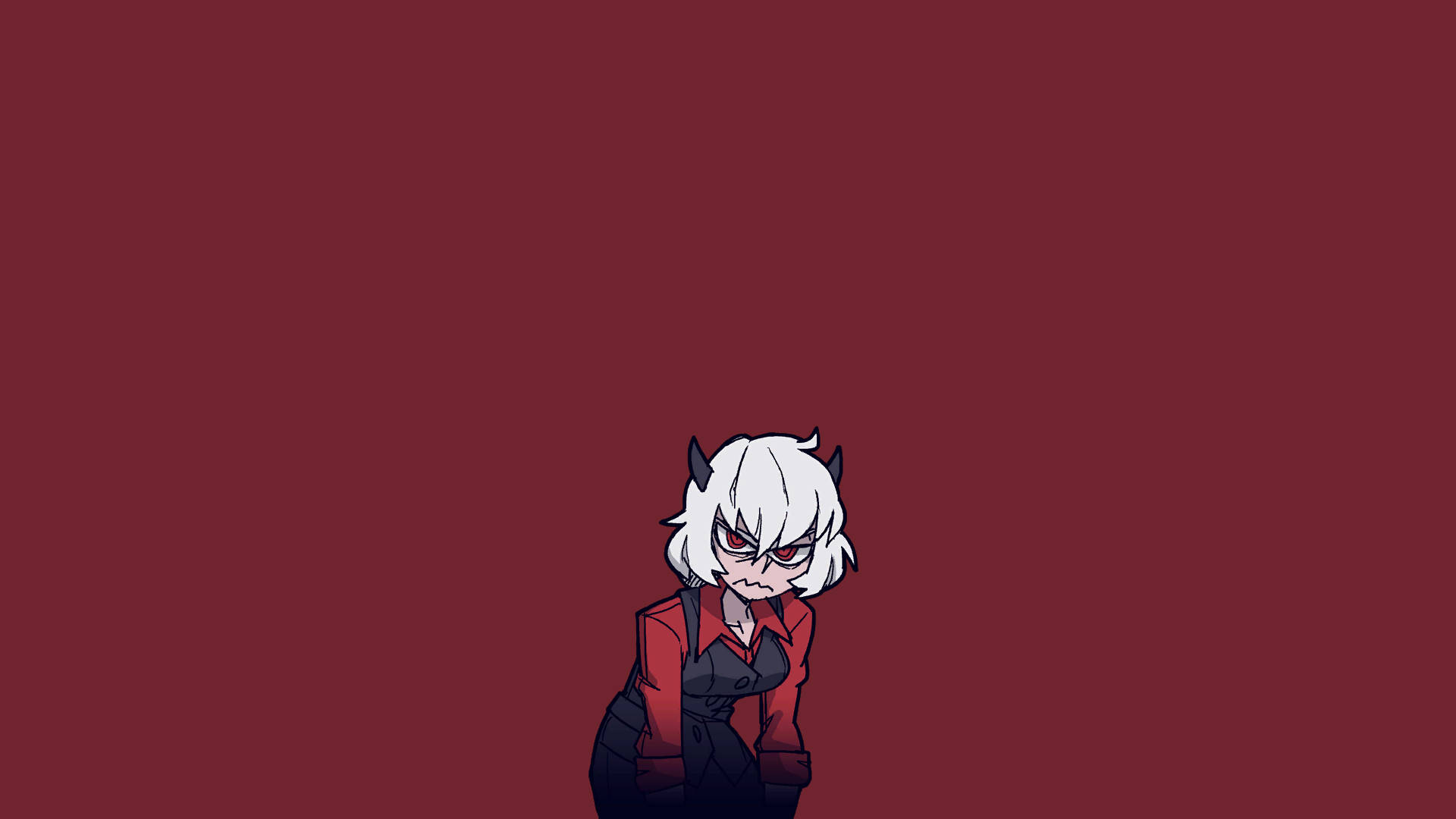 minimalist aesthetic girl pfp, white hair, horns, Full HD Desktop Wallpaper