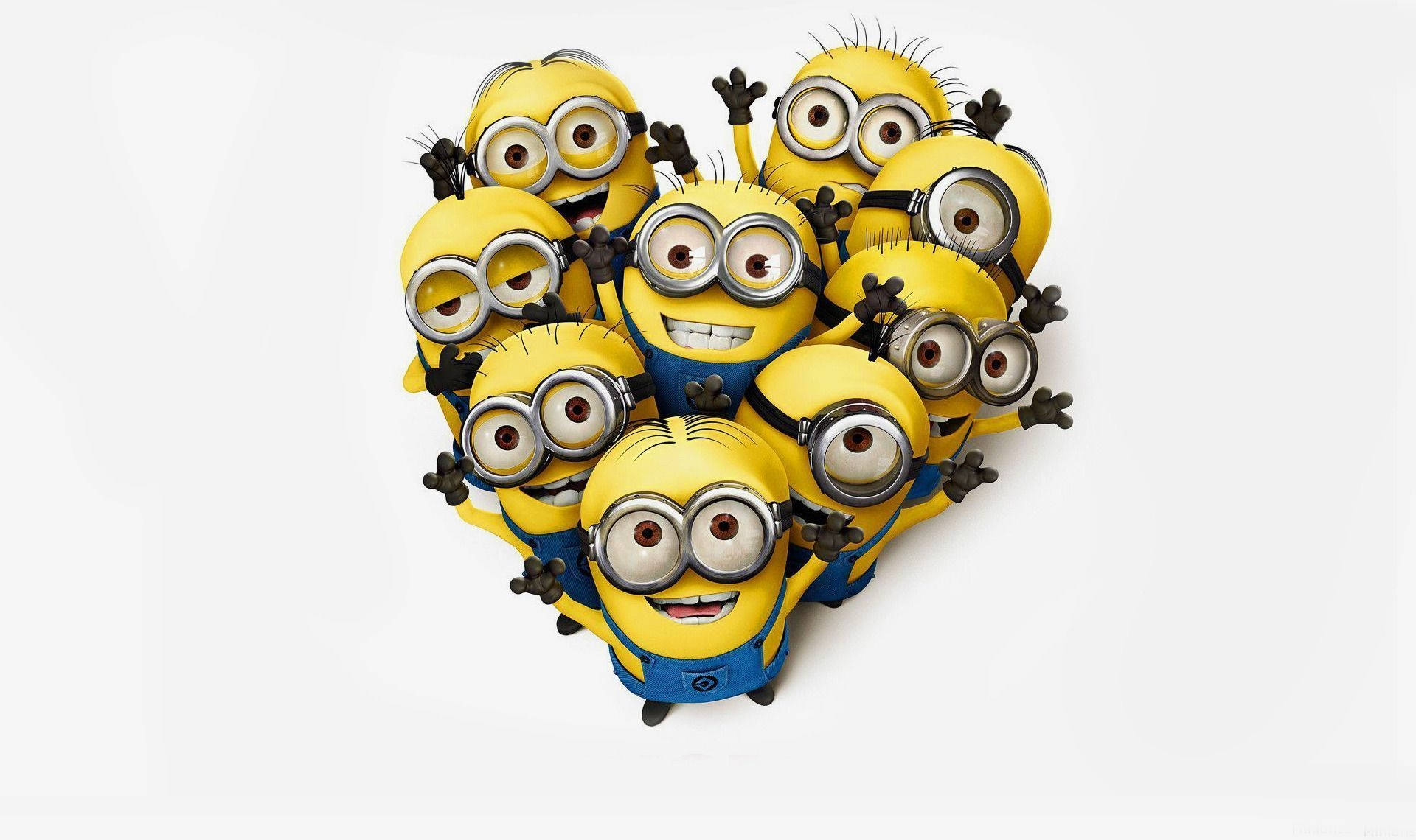 Cute Minions, heart shape, yellow Minions, Full HD Desktop Wallpaper