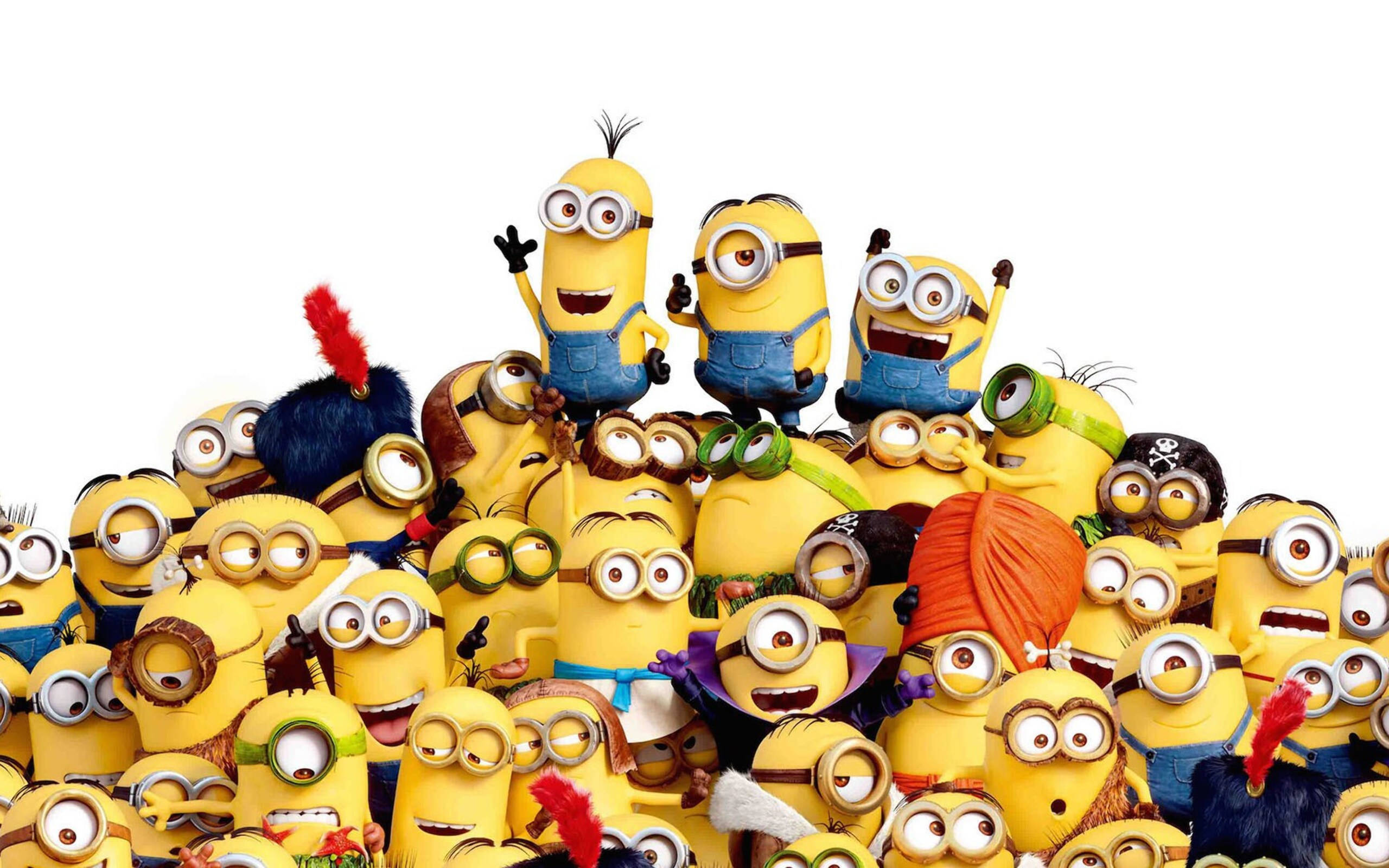 Minion, desktop group photo, vibrant pile, 2K Desktop Wallpaper