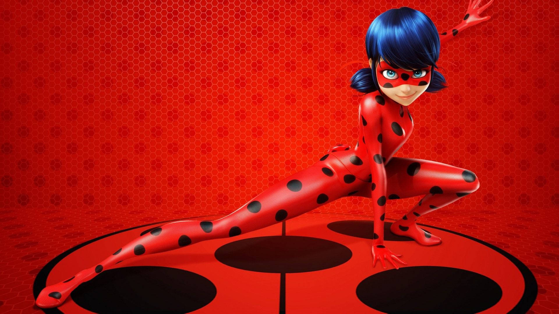 Red Miraculous Ladybug, red and black spotted suit, ladybug emblem, Full HD Desktop Wallpaper