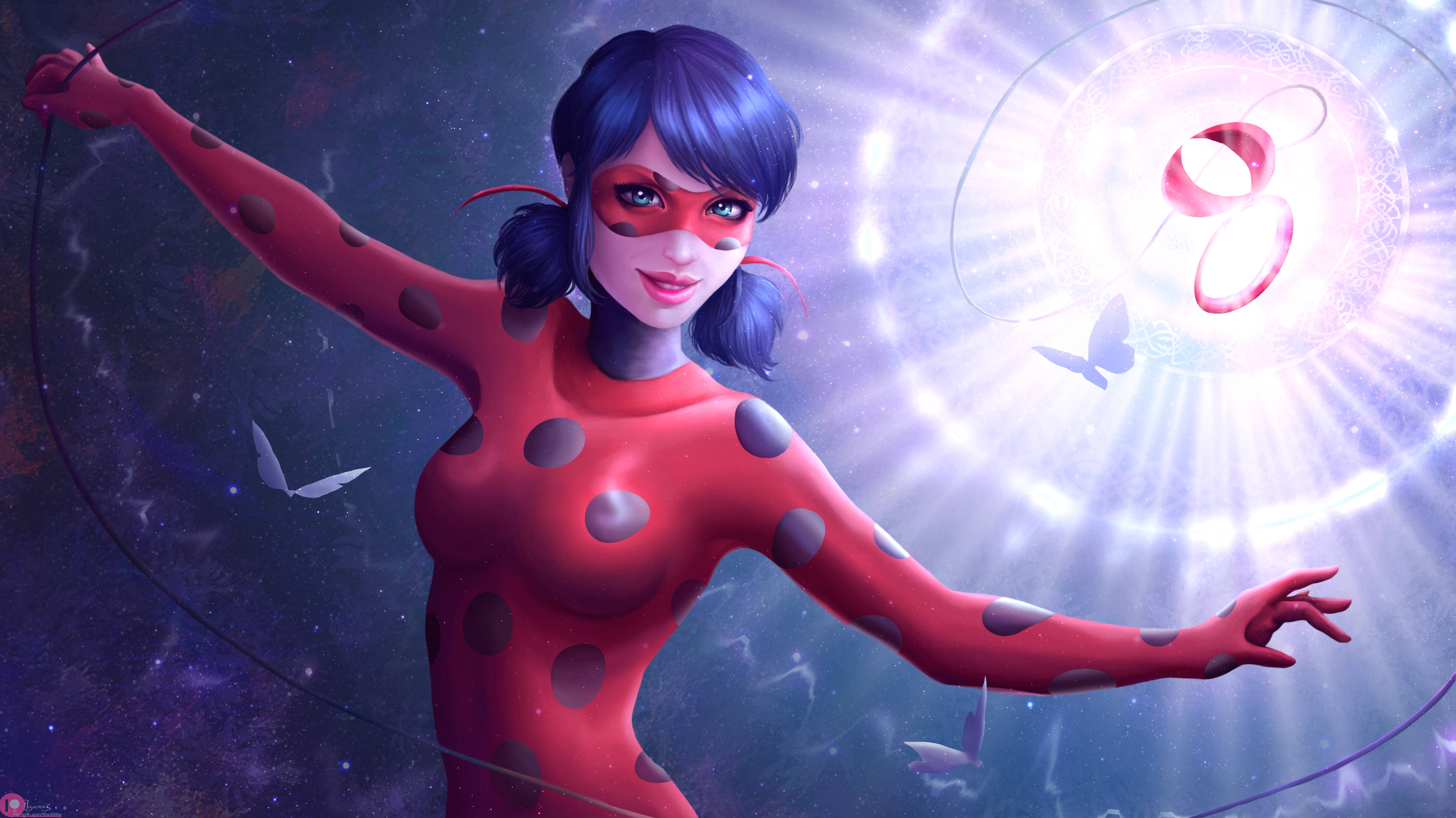 Miraculous Ladybug, butterflies, red spotted suit, 4K Desktop Wallpaper