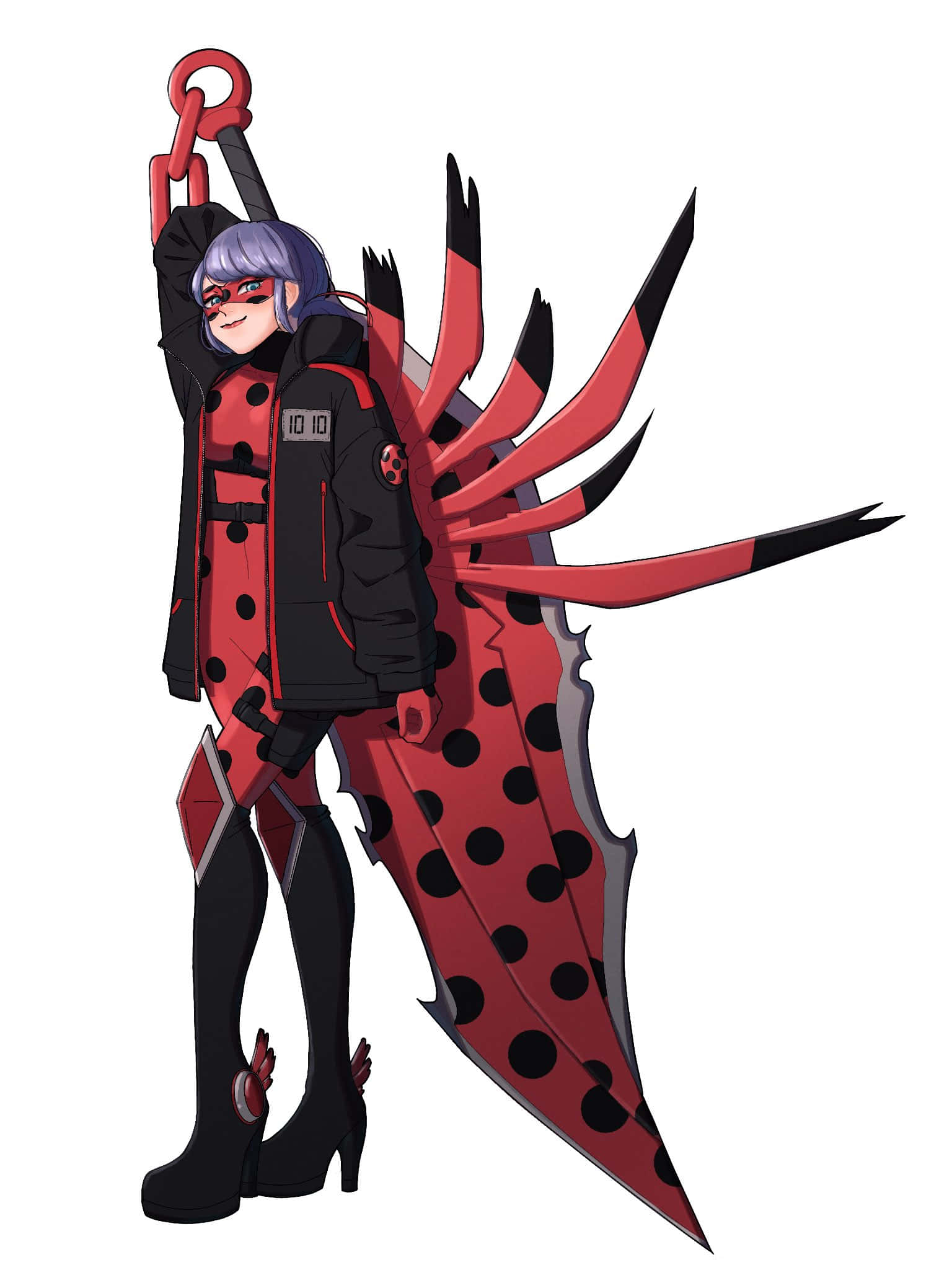 Miraculous Ladybug, purple hair, red and black spotted wings, Full HD Phone Wallpaper