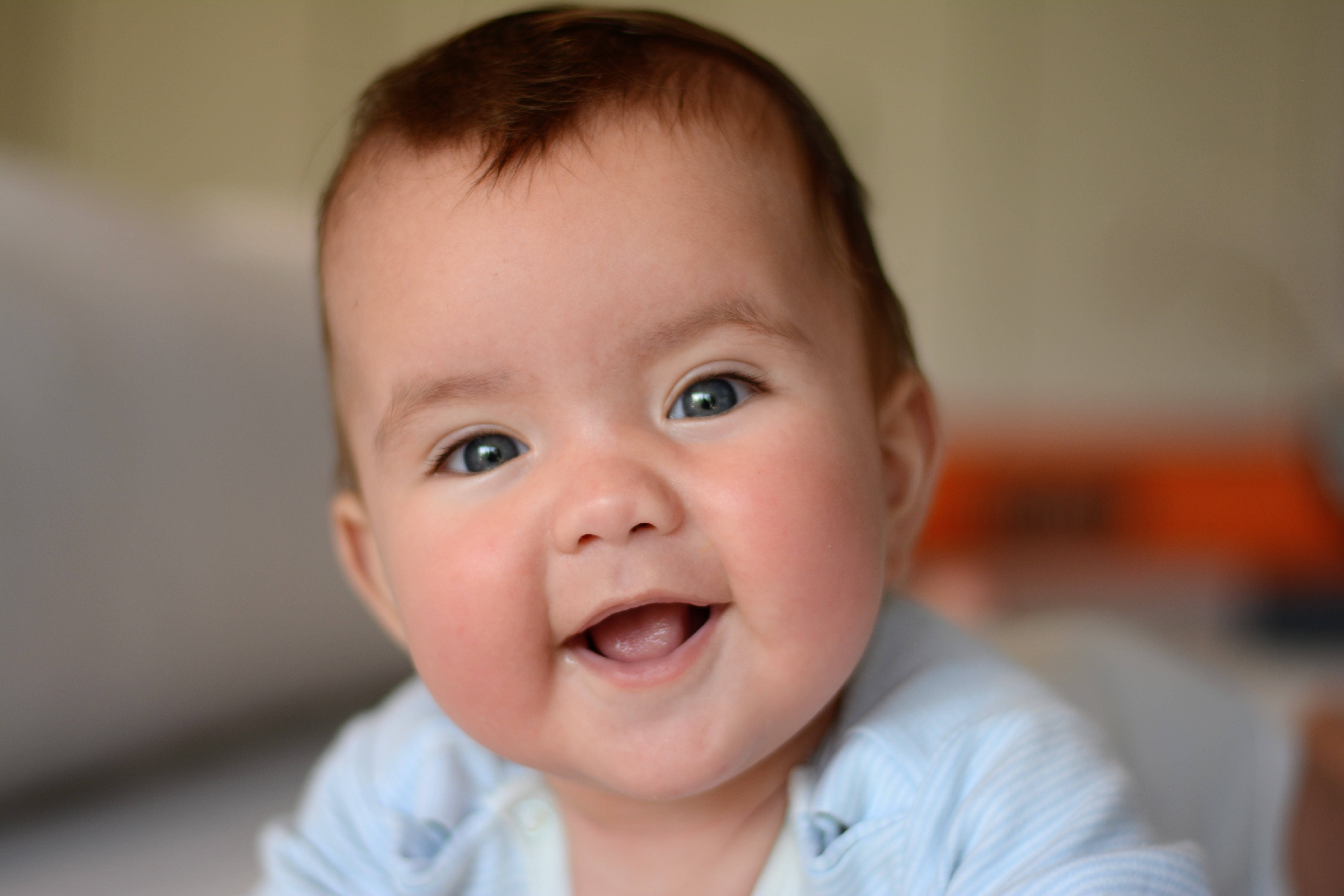 baby, bright blue eyes, wide smile, 5K Desktop Wallpaper