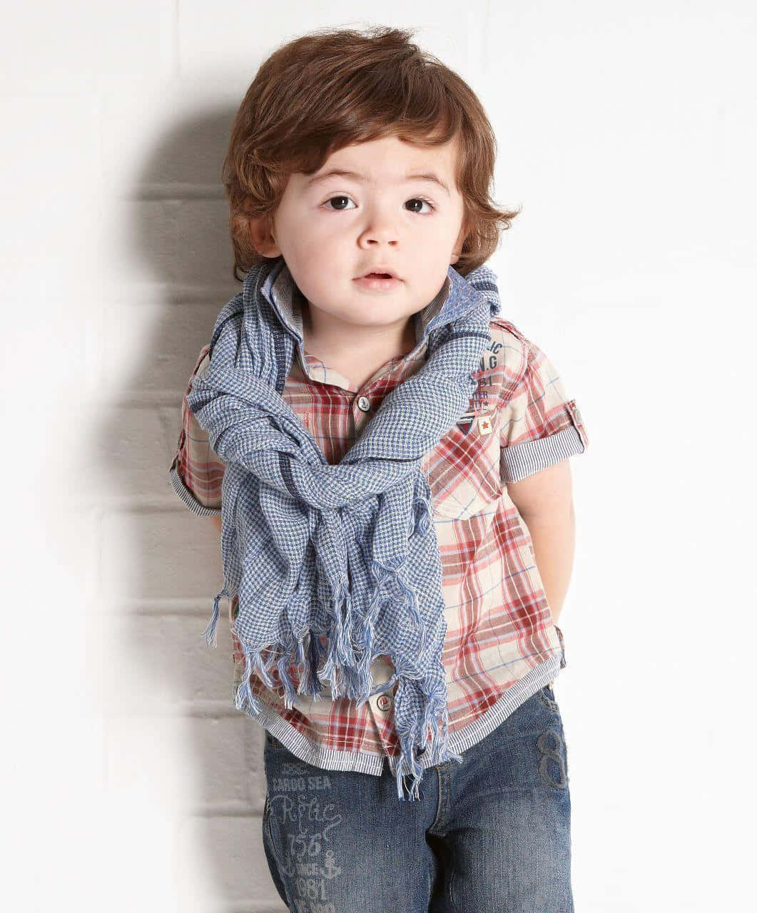 brown hair, plaid shirt, blue scarf, HD Phone Wallpaper