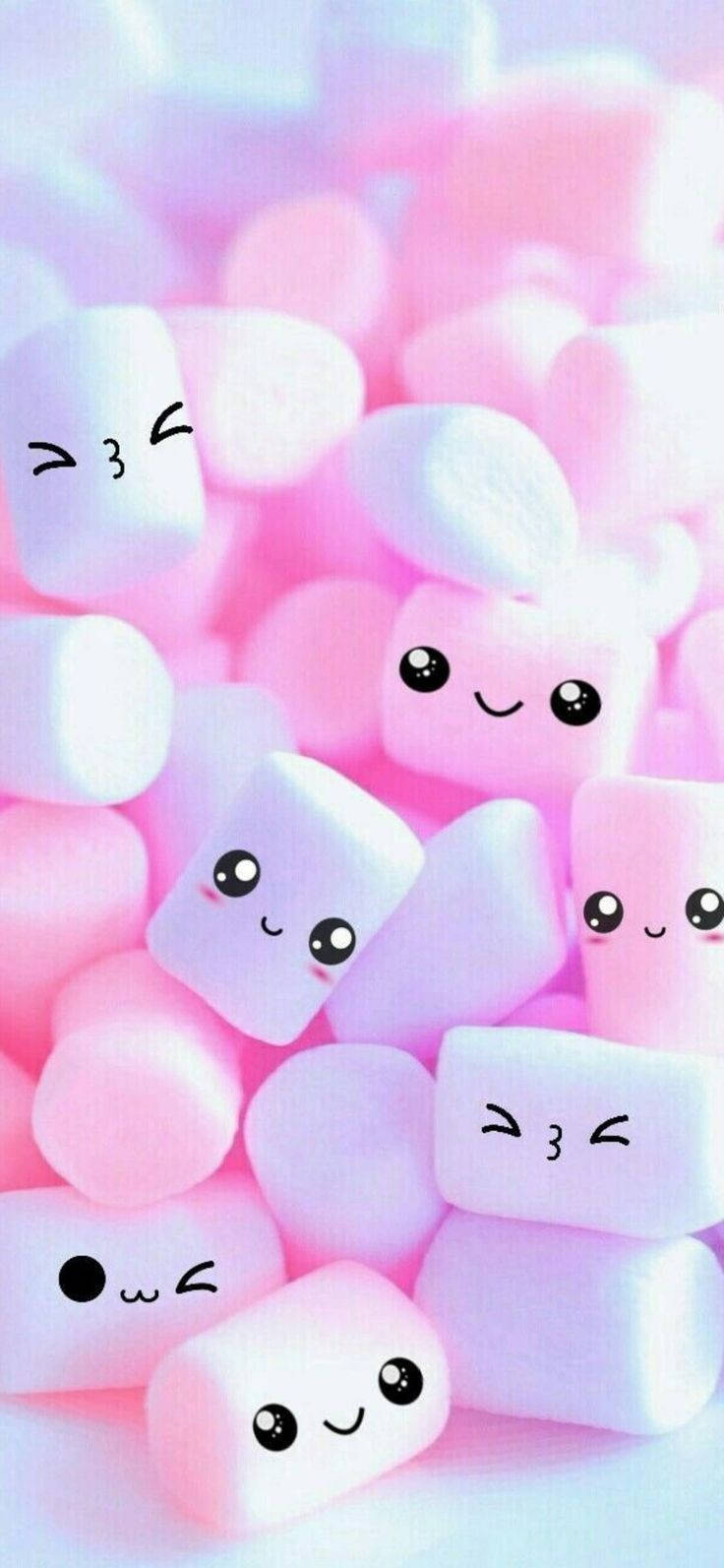 Cute Mobile, smiling mallows, soft pink, HD Phone Wallpaper