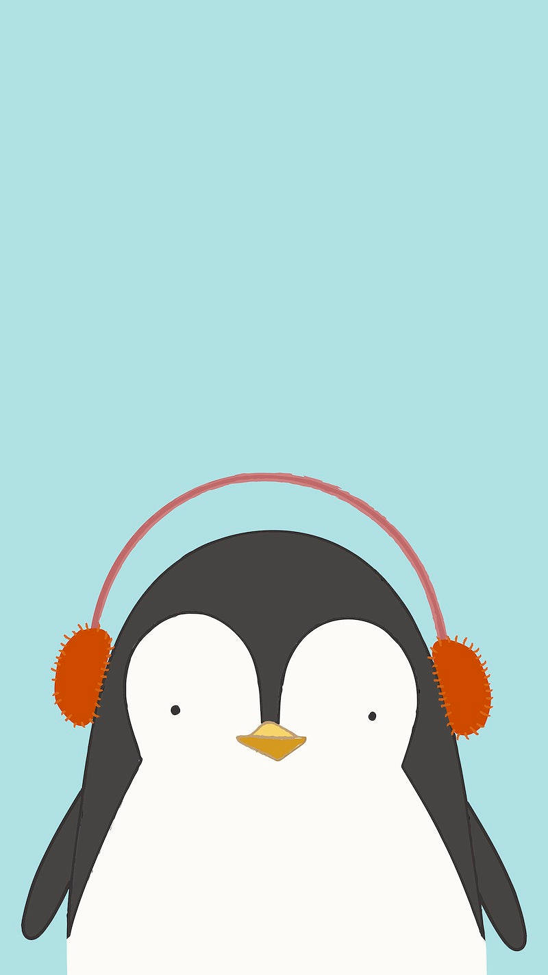 Cute Mobile, penguin, orange earmuffs, HD Phone Wallpaper