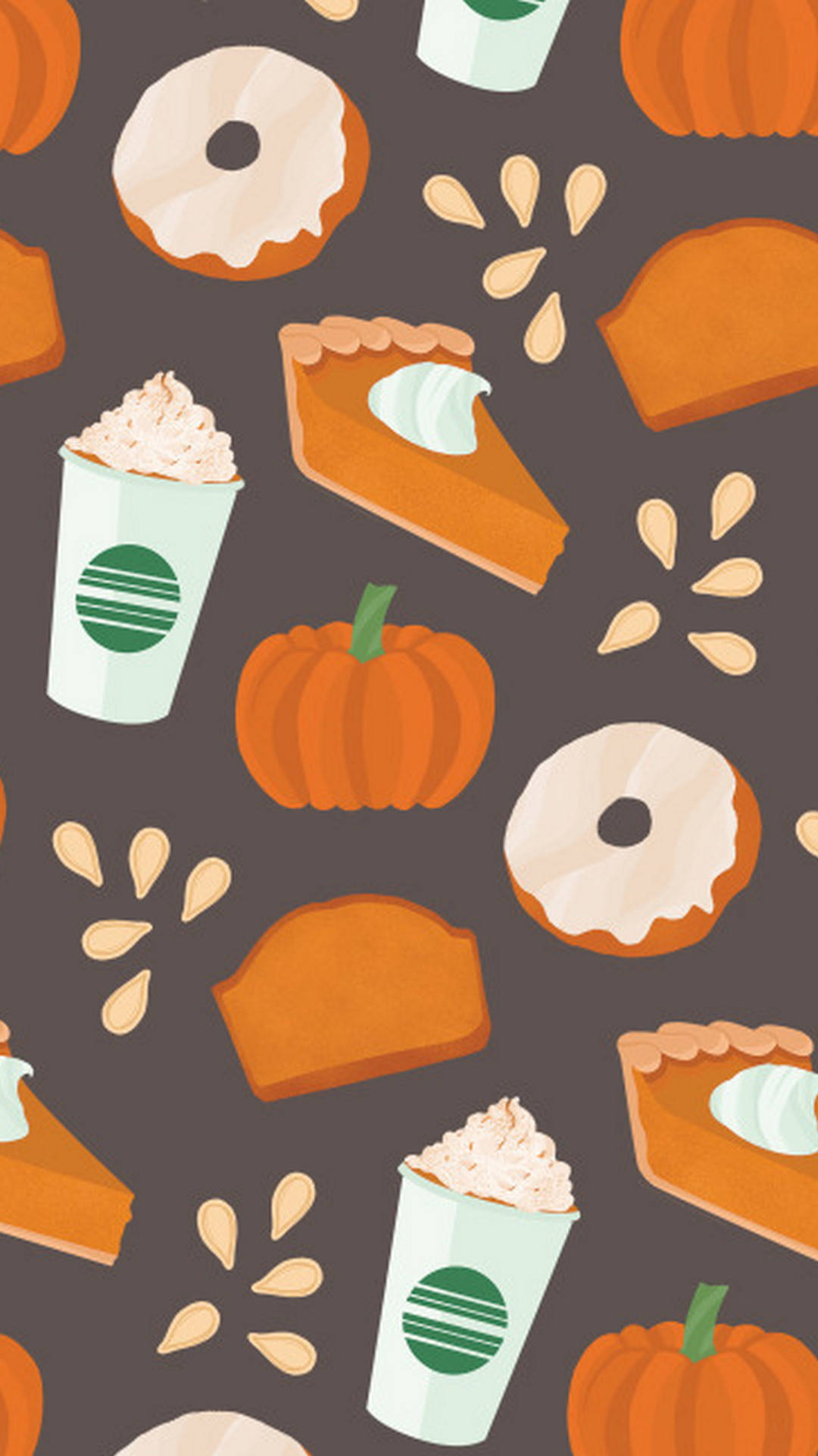 Cute Mobile Pastries Cartoon, pumpkins, pumpkin pie donuts, Full HD Phone Wallpaper