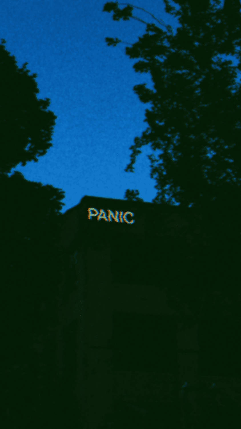 Panic Aesthetic Mobile, glowing panic sign, dark building, HD Phone Wallpaper