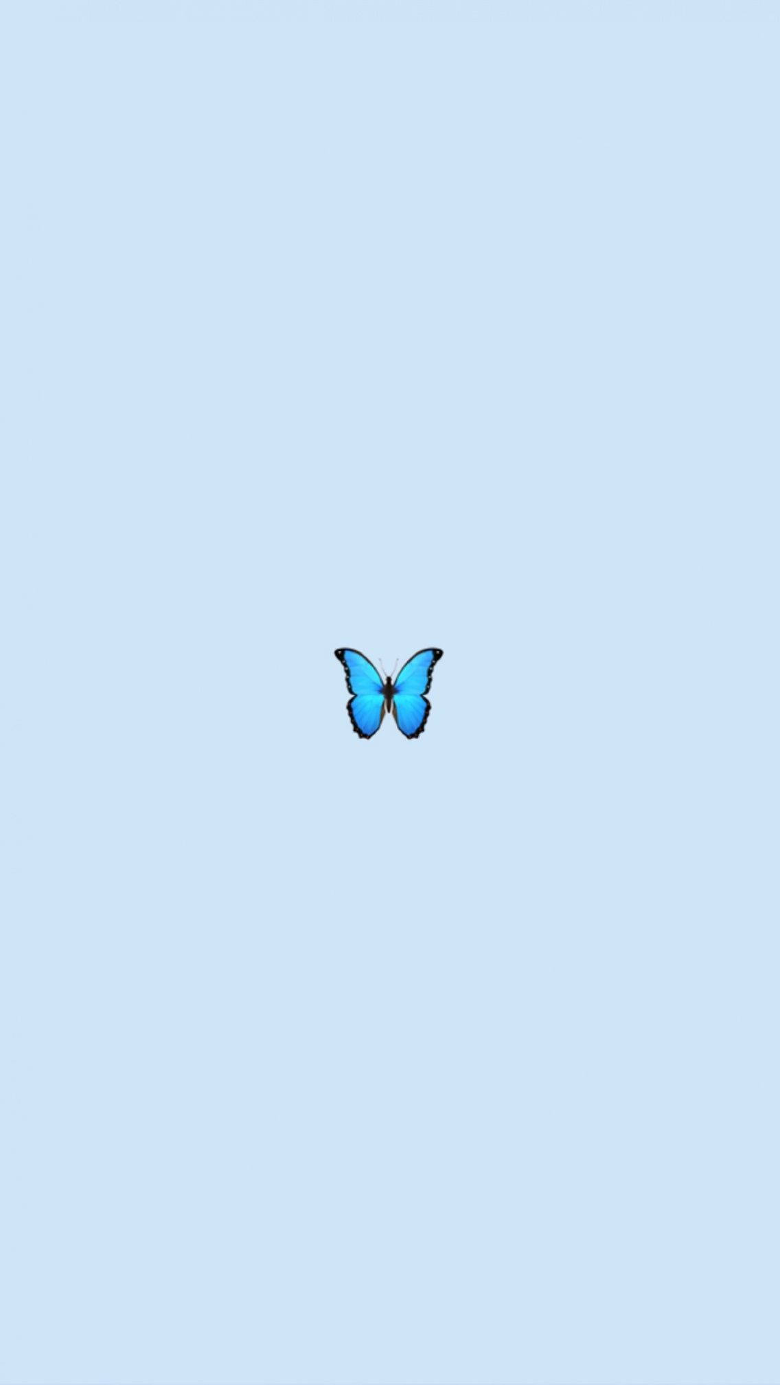 Cute Mobile, blue butterfly, pastel blue background, Full HD Phone Wallpaper
