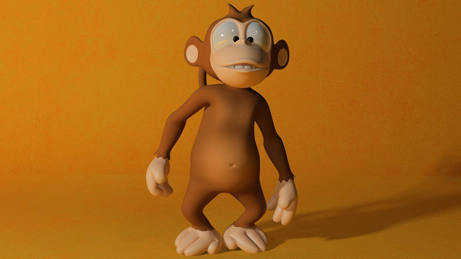 Cute Monkey, 3D art, big eyes, Full HD Desktop Wallpaper