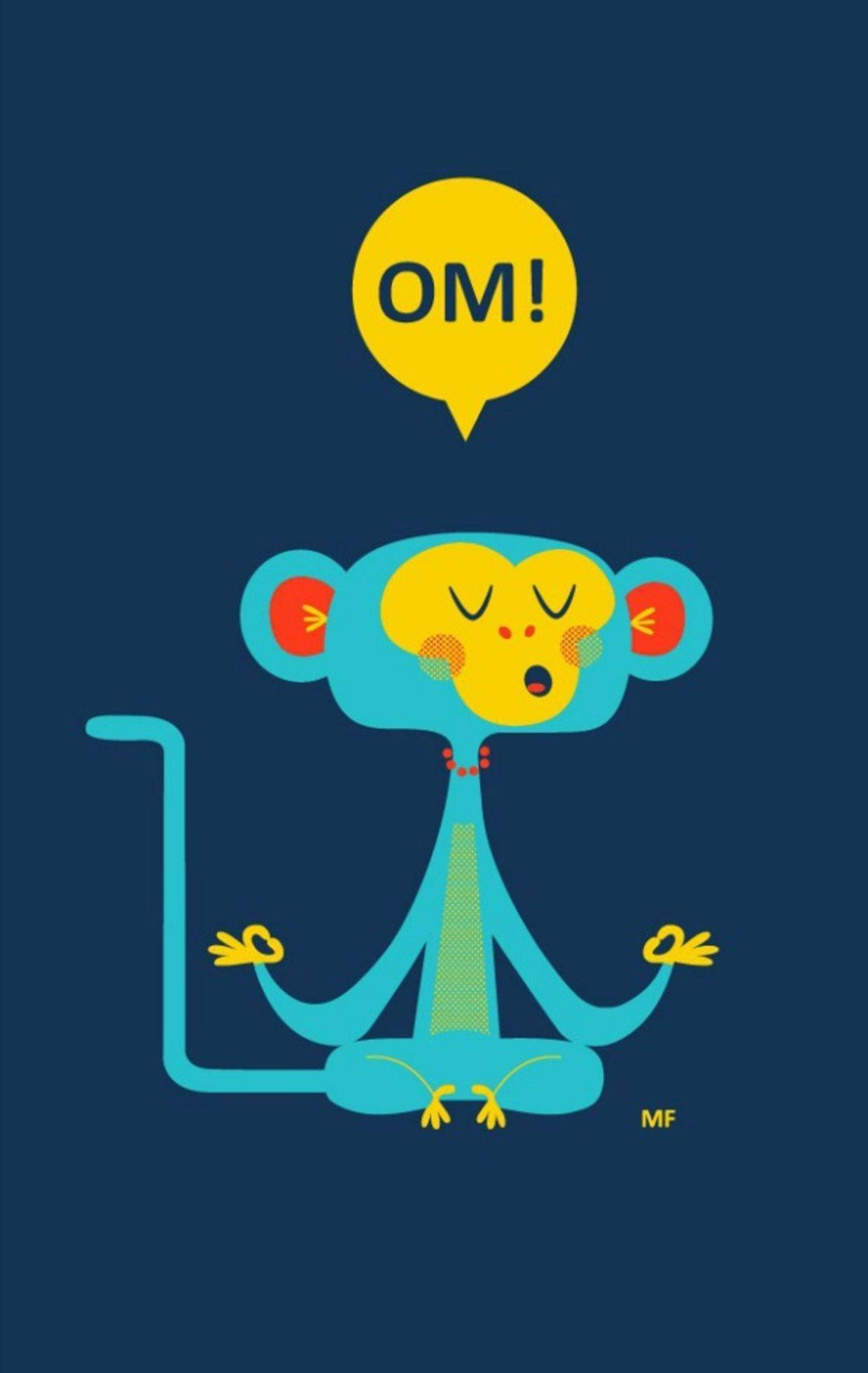 cute monkey, blue monkey, meditation, Full HD Phone Wallpaper