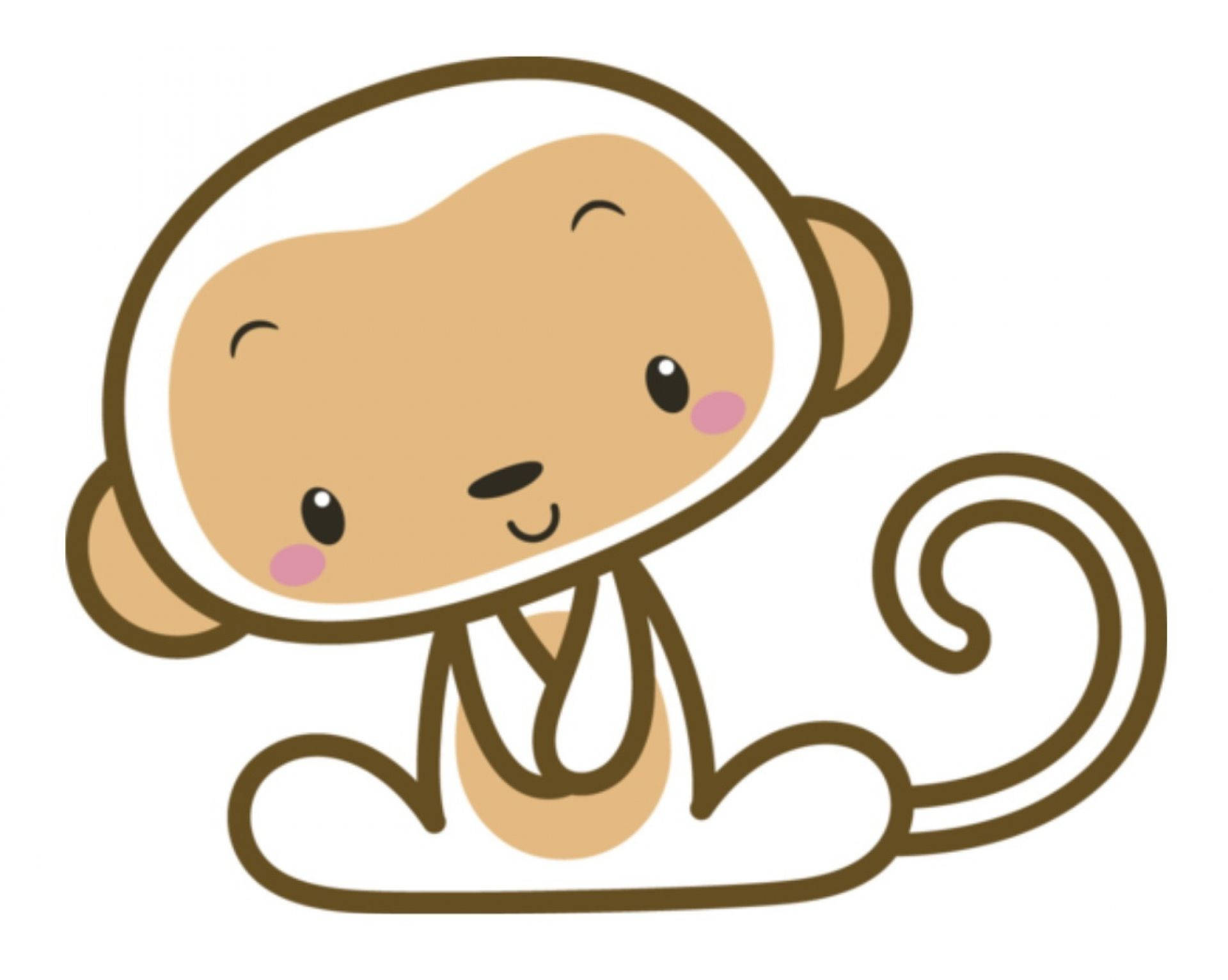 minimalist cute monkey art, cute cartoon monkey, smiling face, Full HD Desktop Wallpaper