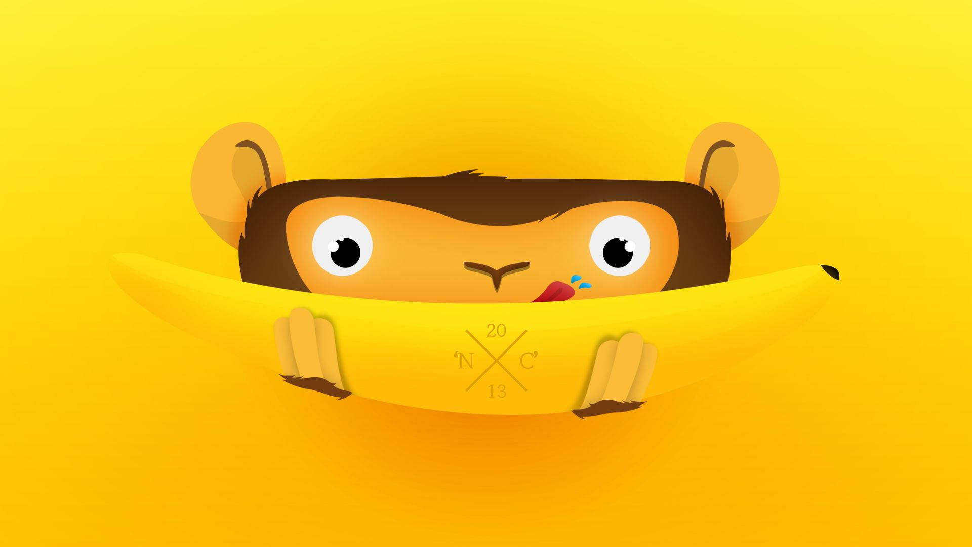 cute monkey, banana, playful expression, Full HD Desktop Wallpaper