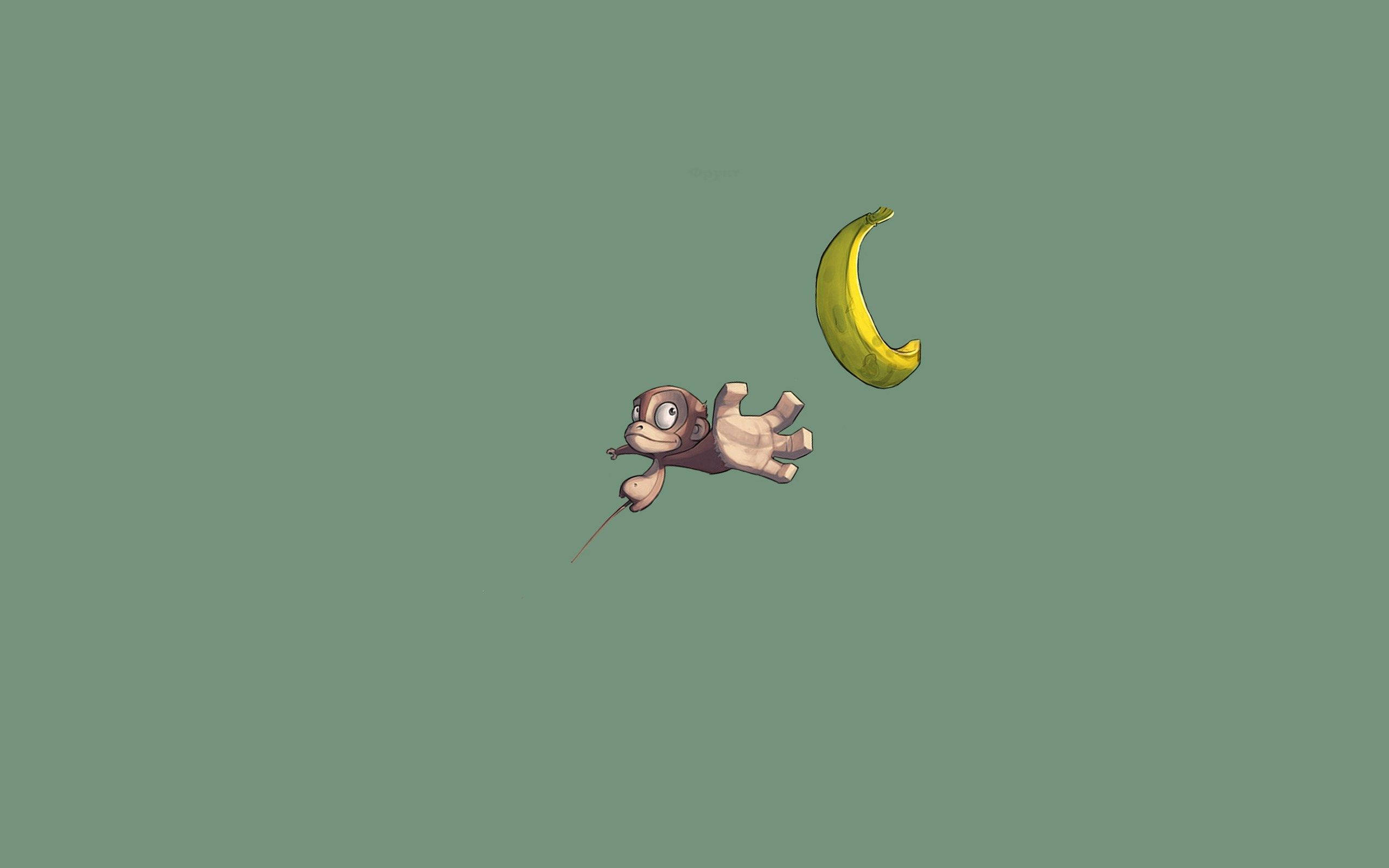 cute monkey, cartoon monkey, banana peel, 2K Desktop Wallpaper