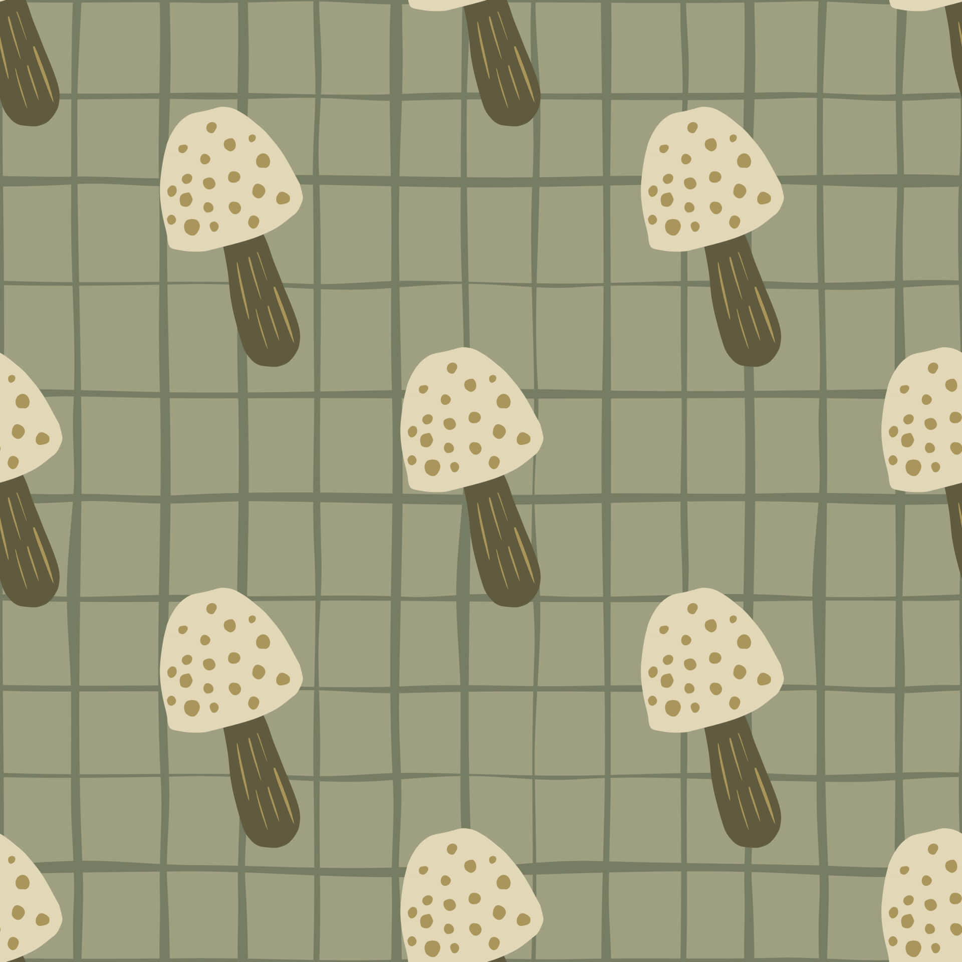 vintage cute mushroom, checkered pattern, spotted caps, Full HD Desktop Wallpaper