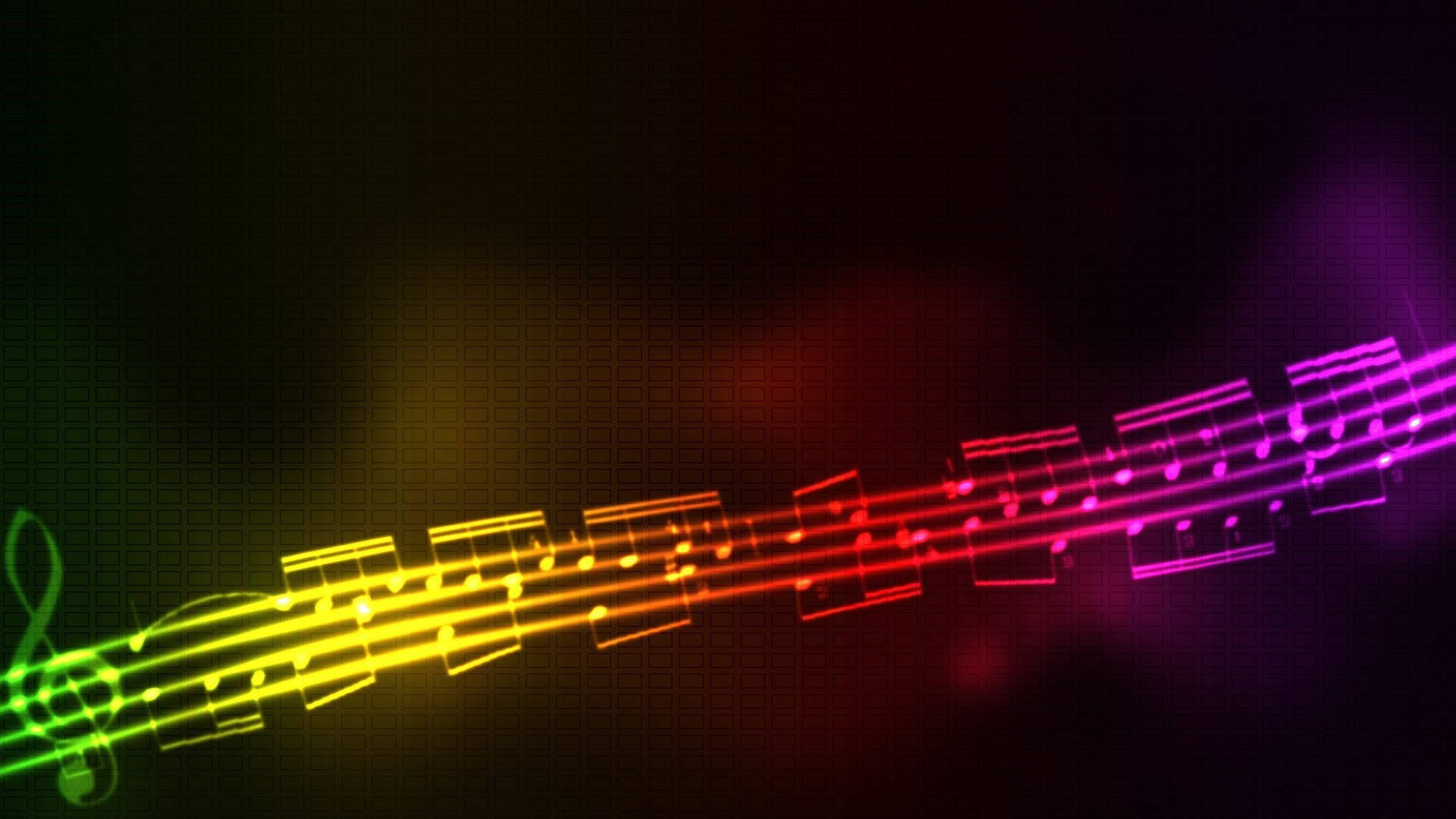 Cute Music, rainbow staff, musical notes, Full HD Desktop Wallpaper
