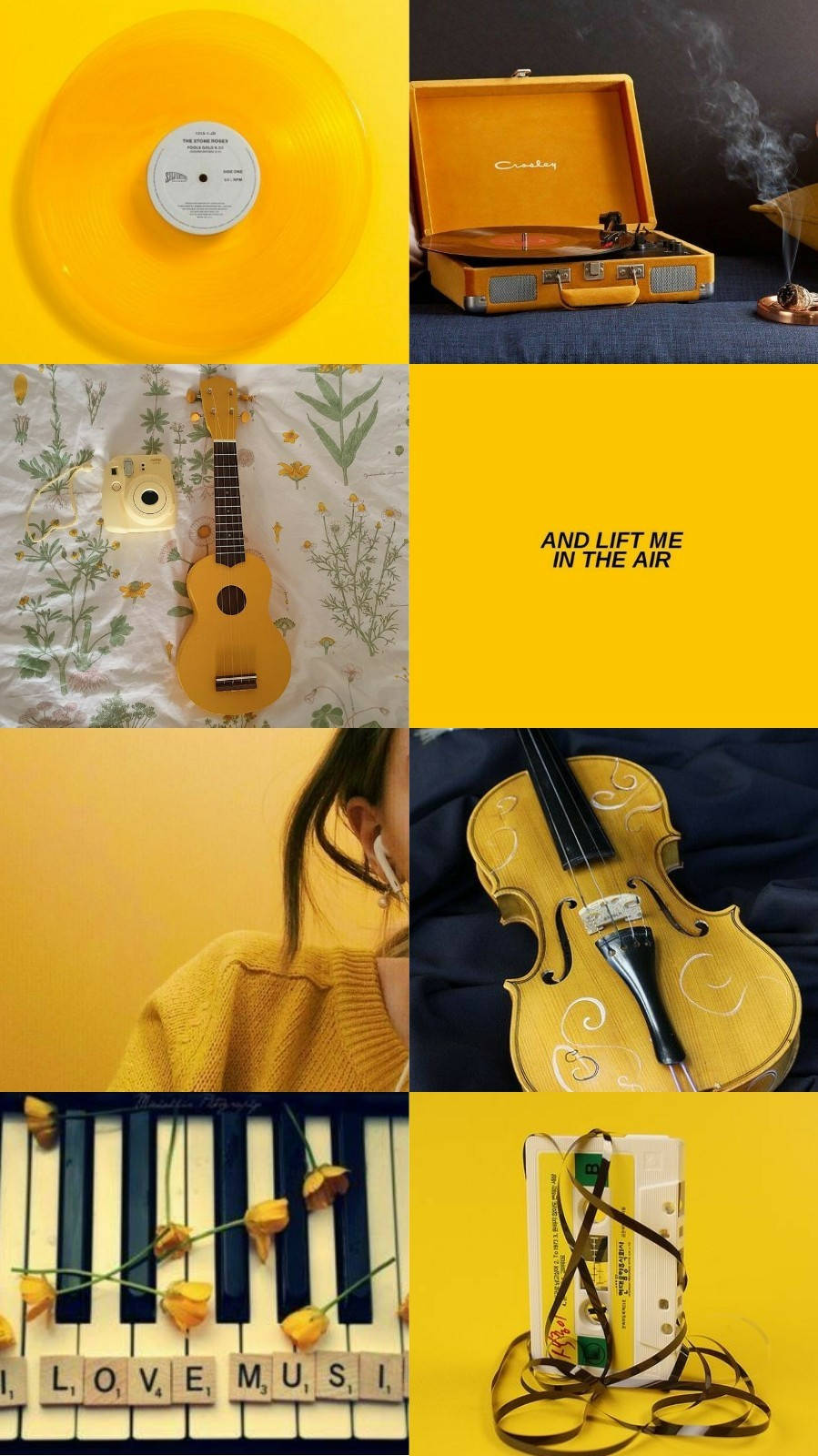 yellow music aesthetic, vinyl records, vintage record player, HD Phone Wallpaper