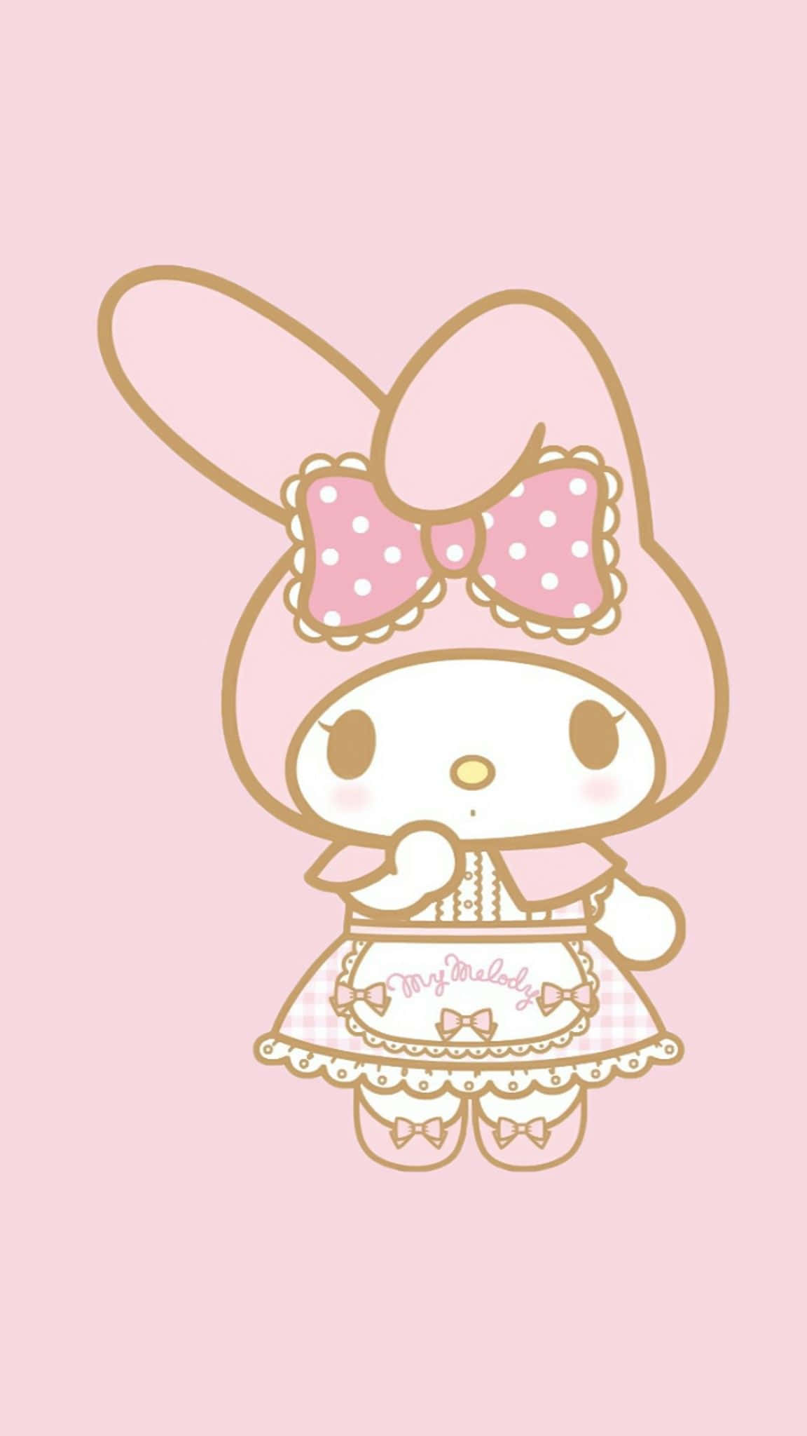 Cute My Melody, pink maid dress, pink polka dot bow, Full HD Phone Wallpaper