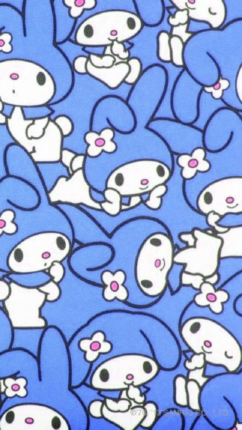 My Melody, blue bunny ears, pink flowers, HD Phone Wallpaper