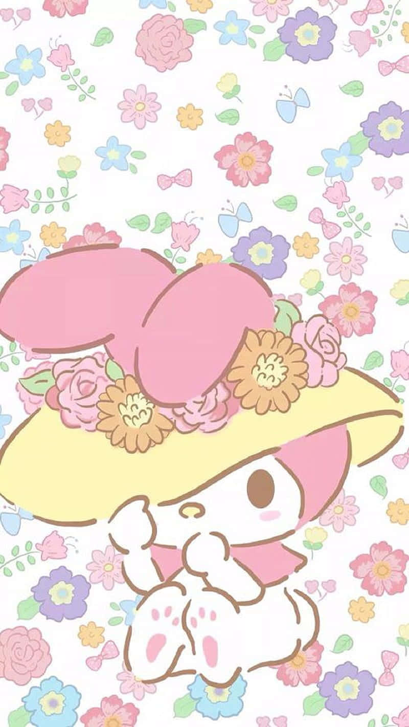 Cute My Melody, yellow hat, pink bow, HD Phone Wallpaper