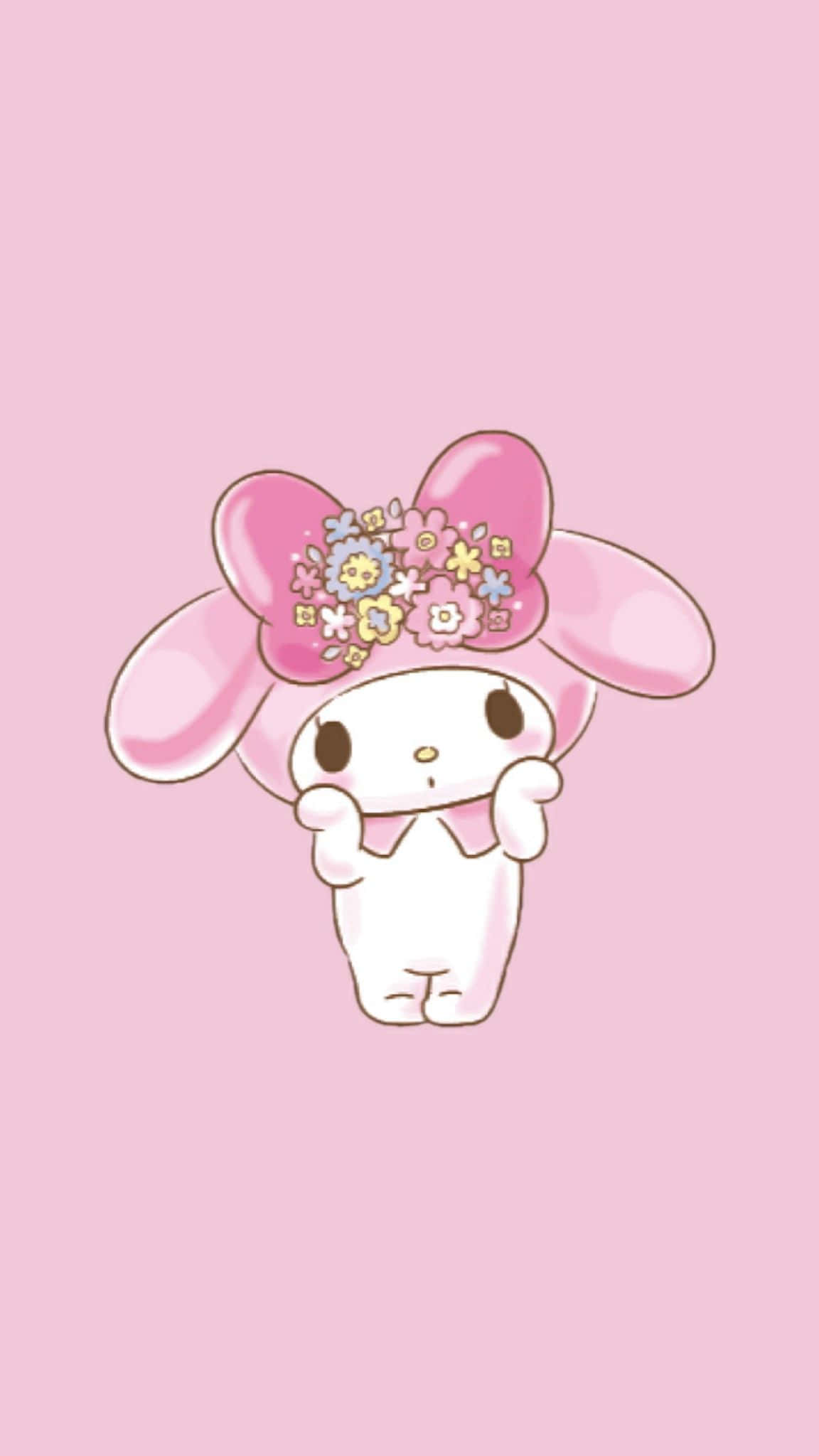 Cute My Melody, floral bow, white cartoon character, Full HD Phone Wallpaper